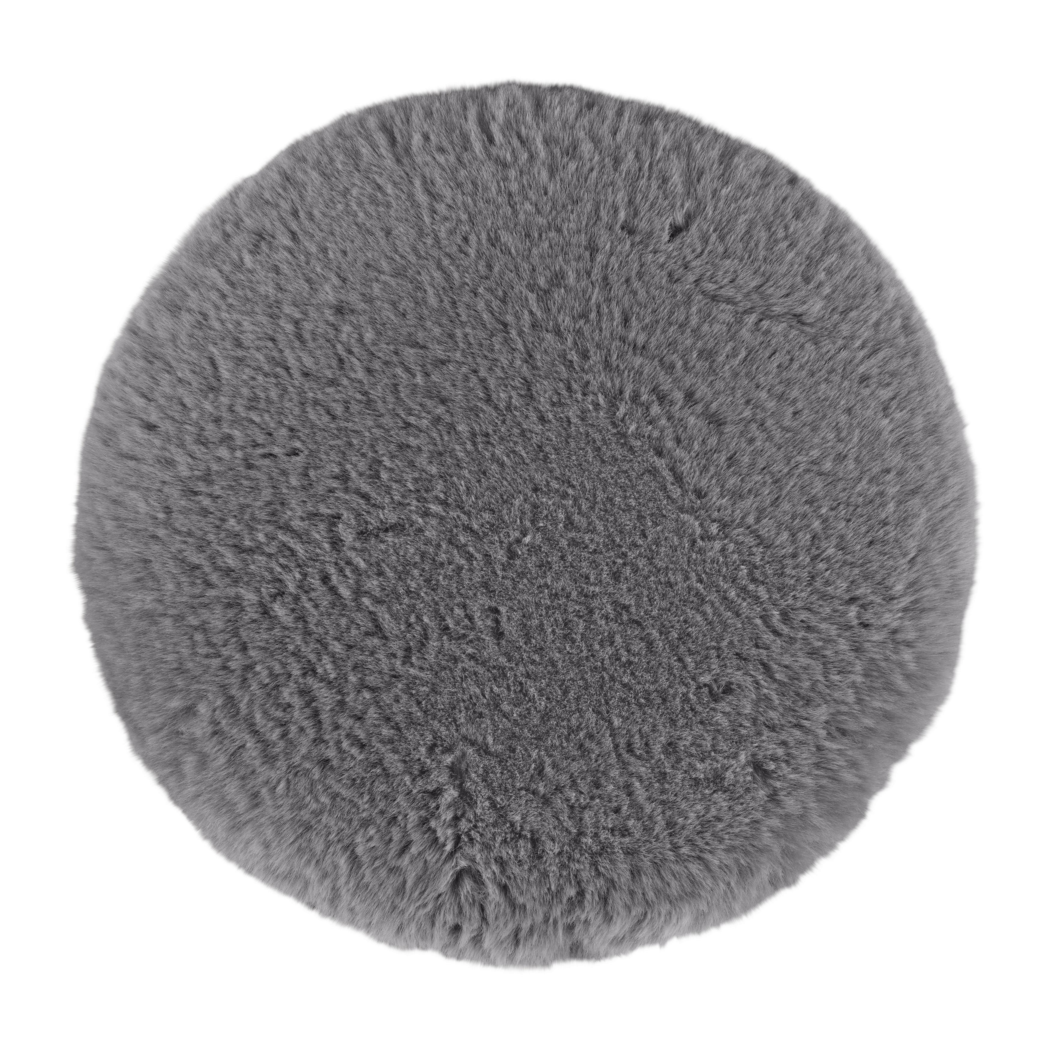 Sitzkissen Flauschi Grau Ø ca. 35cm - Grau, Textil (35/3cm) - Mömax