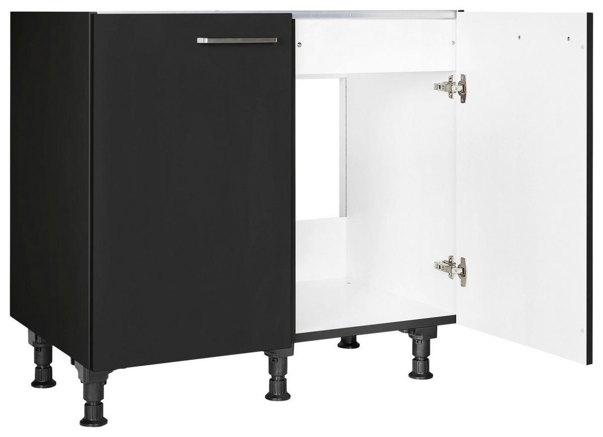Spülenunterschrank Touch Schwarz - Edelstahlfarben/Schwarz, MODERN, Holzwerkstoff/Metall (90/87/56cm) - Nobilia