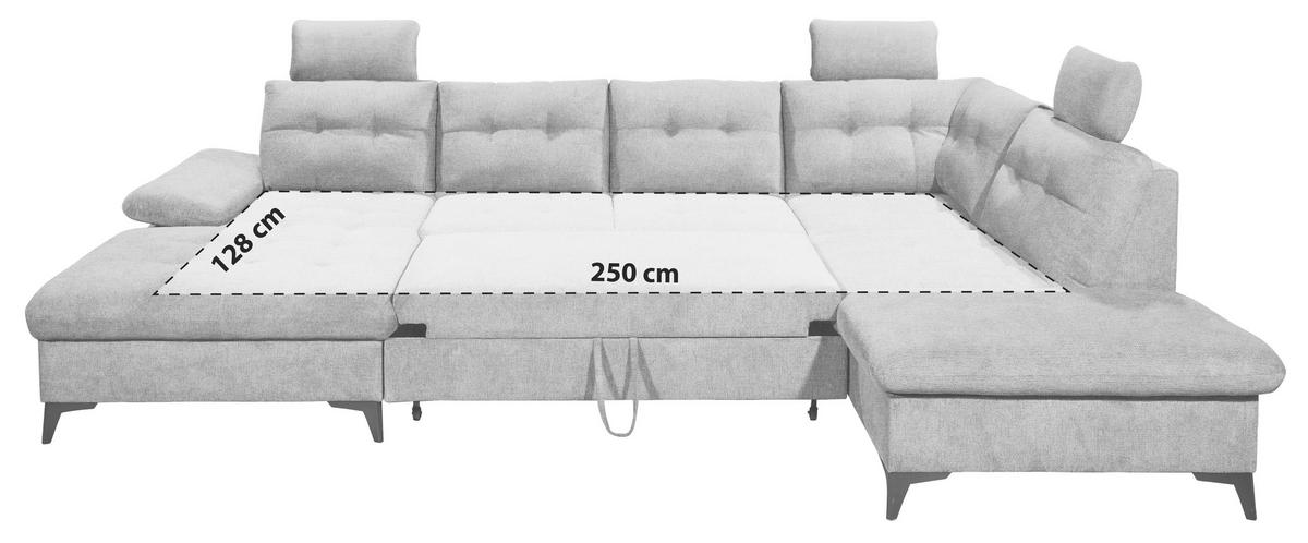 Wohnlandschaft Durban U ca. 170x324x218 cm Eisblau - Blau/Schwarz, KONVENTIONELL, Kunststoff/Textil (170/324/218cm) - MID.YOU