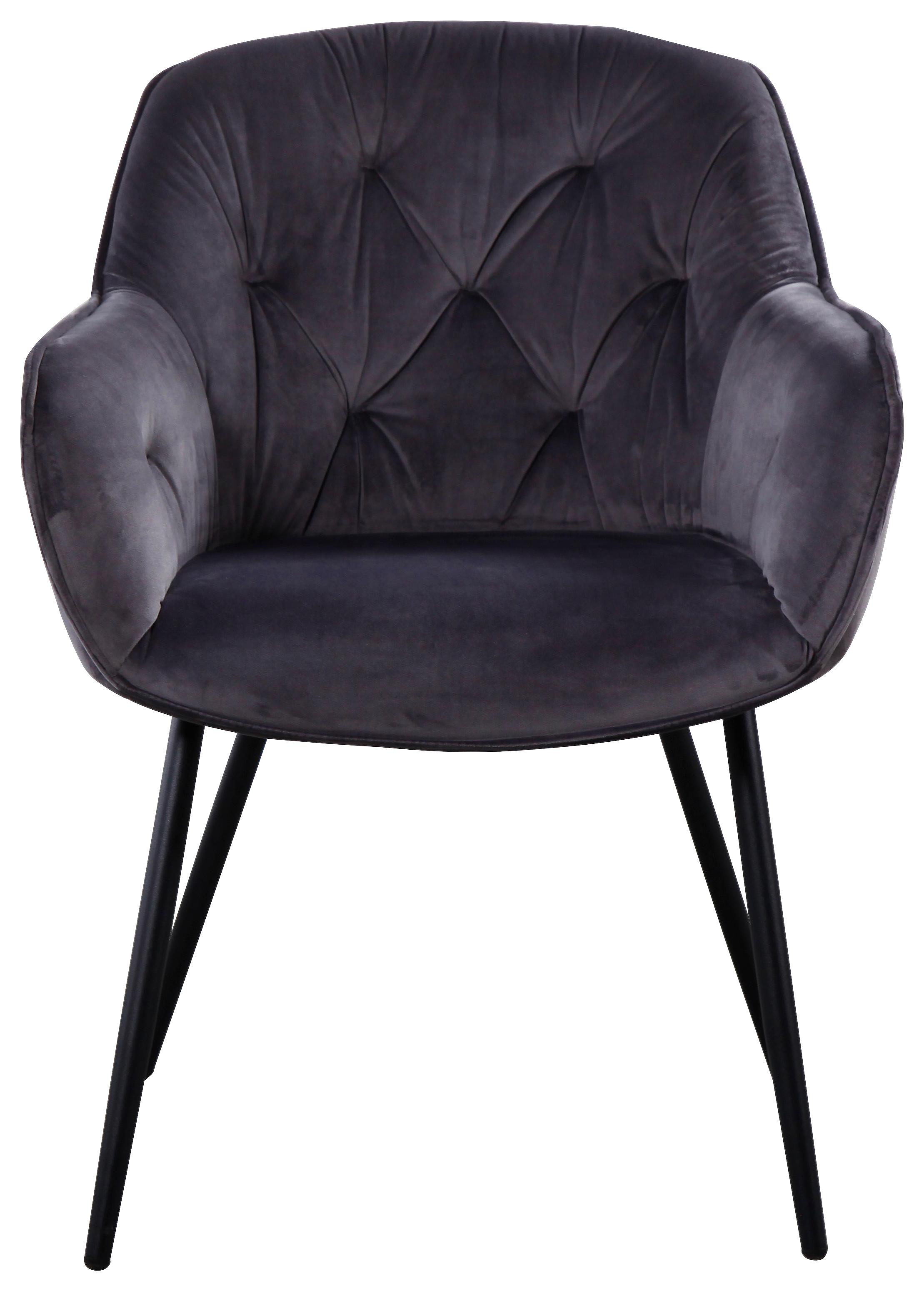 KRZESŁO Z PODŁOKIETNIKAMI SALERNO - czarny/szary, Modern, metal/tkanina (63/87/64cm) - MID.YOU