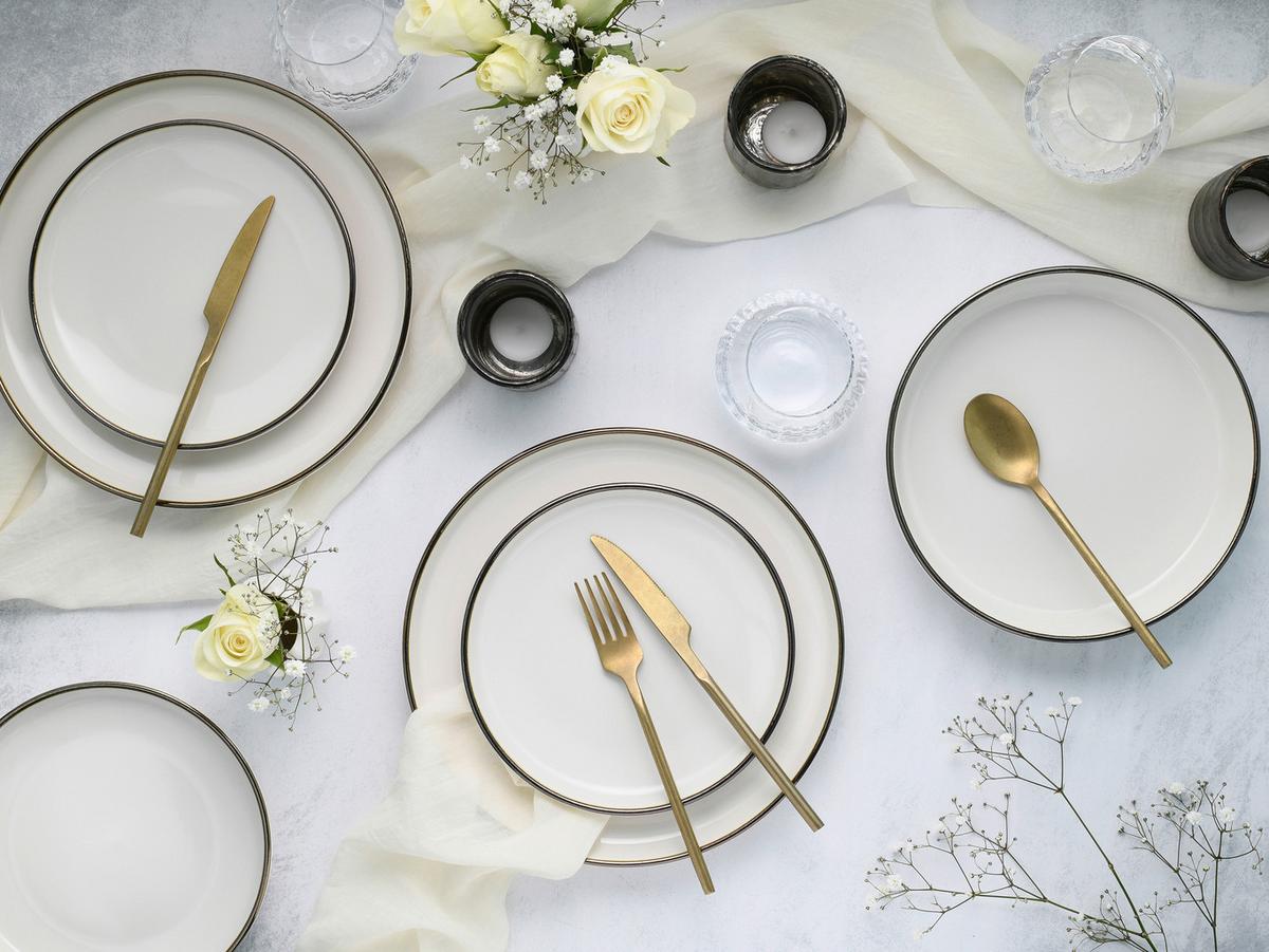 Tafelservice 24792 Nordic Festive Creme - Goldfarben/Creme, Basics, Keramik - Creatable