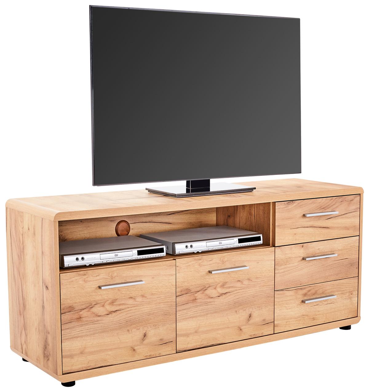 Médiaállvány 2 Ajtó 3 Fiók Fontana - tölgyfa, Modern, faalapú anyag (150/60/38cm)