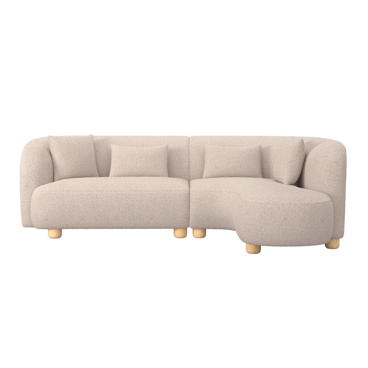 Sarokkanapé Alba - krémszínű, Modern, textil/fa (256/78/85/166cm) - Bessagi Home
