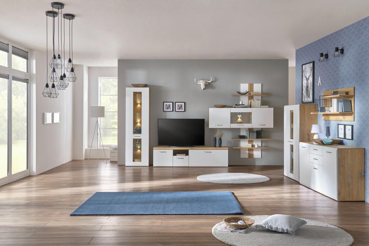 Vitrina Auris - bijela, Moderno, staklo/drvni materijal (60/204,2/37,1cm) - Modern Living