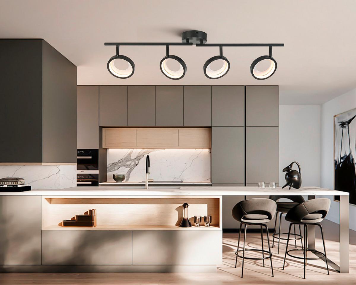 LAMPA REFLEKTOROWA LED GRANADA *SBN* - czarny/kolor aluminiowy, Basics, tworzywo sztuczne/metal (83/12/19cm) - Novel