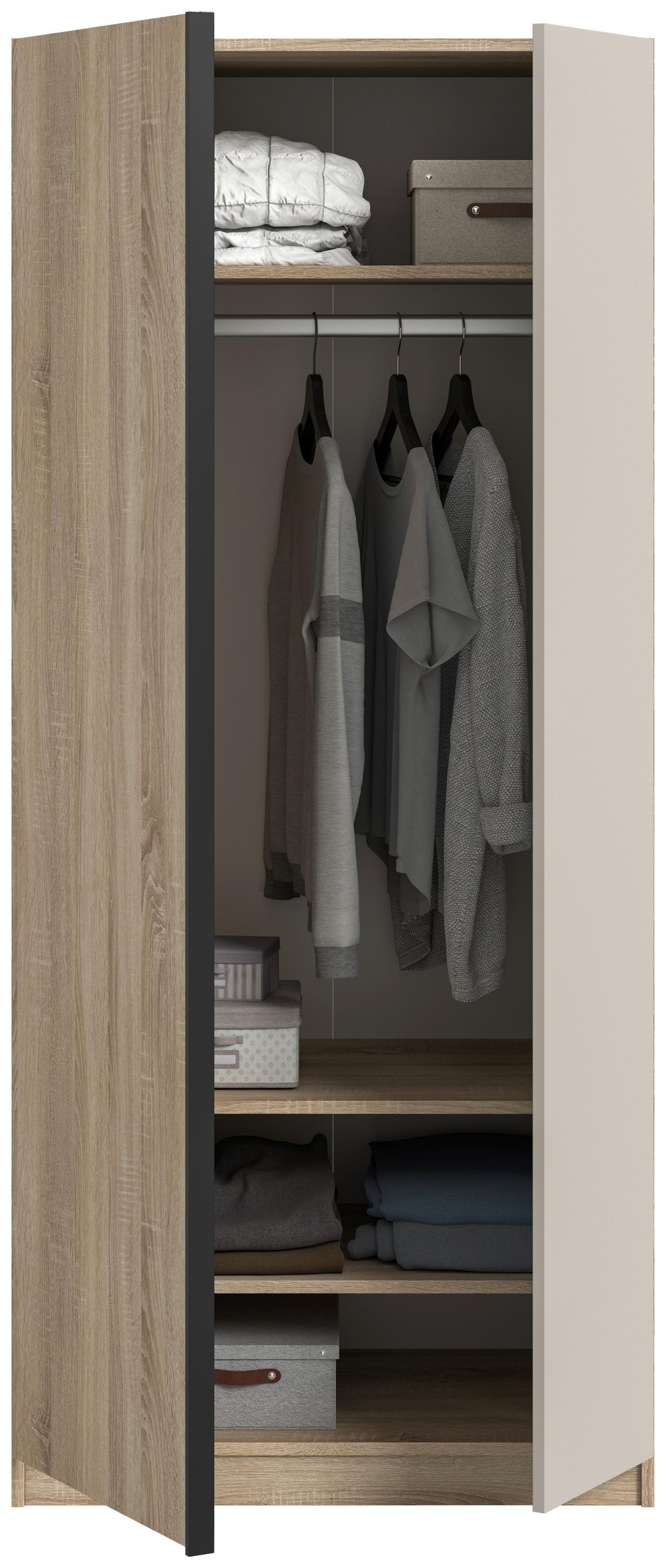 Drehtürenschrank OAKLAND ca.80x183x53cm Sonoma Eiche - Kaschmir/Schwarz, MODERN, Holzwerkstoff (80/183/53cm) - MID.YOU