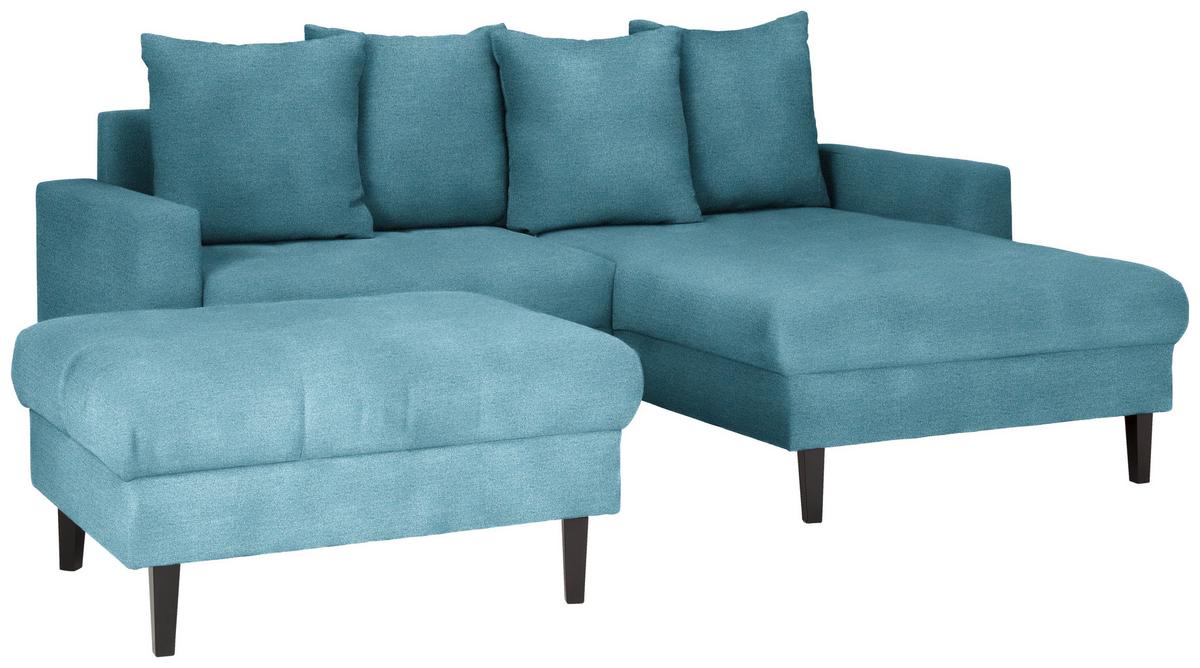 Ecksofa Boston Blau - Blau/Schwarz, KONVENTIONELL, Holz/Textil (215/92/160cm) - Based