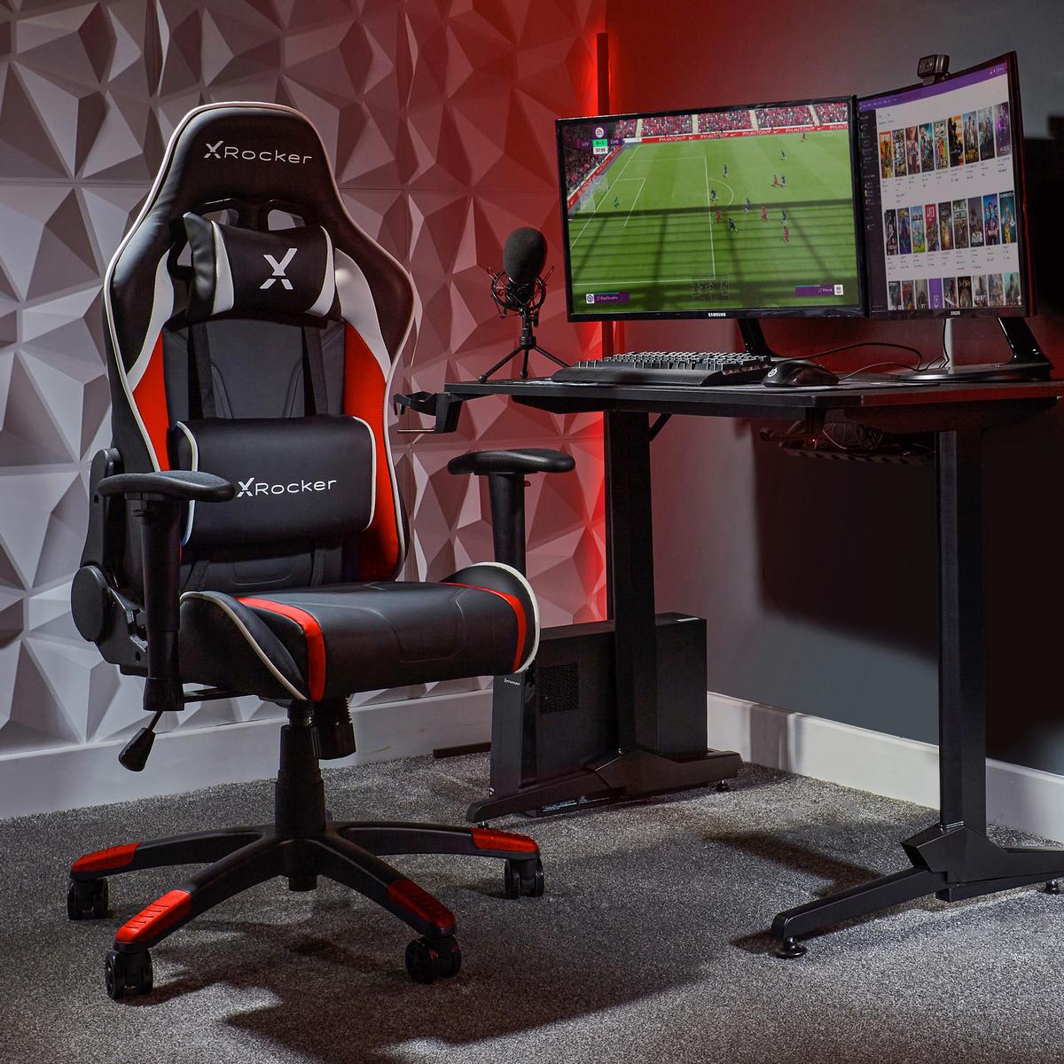 Gamingsessel Agility ca. 55x113x62,5cm Schwarz/Rot - Rot/Schwarz, MODERN, Kunststoff/Textil (55/113/62,5cm) - X Rocker