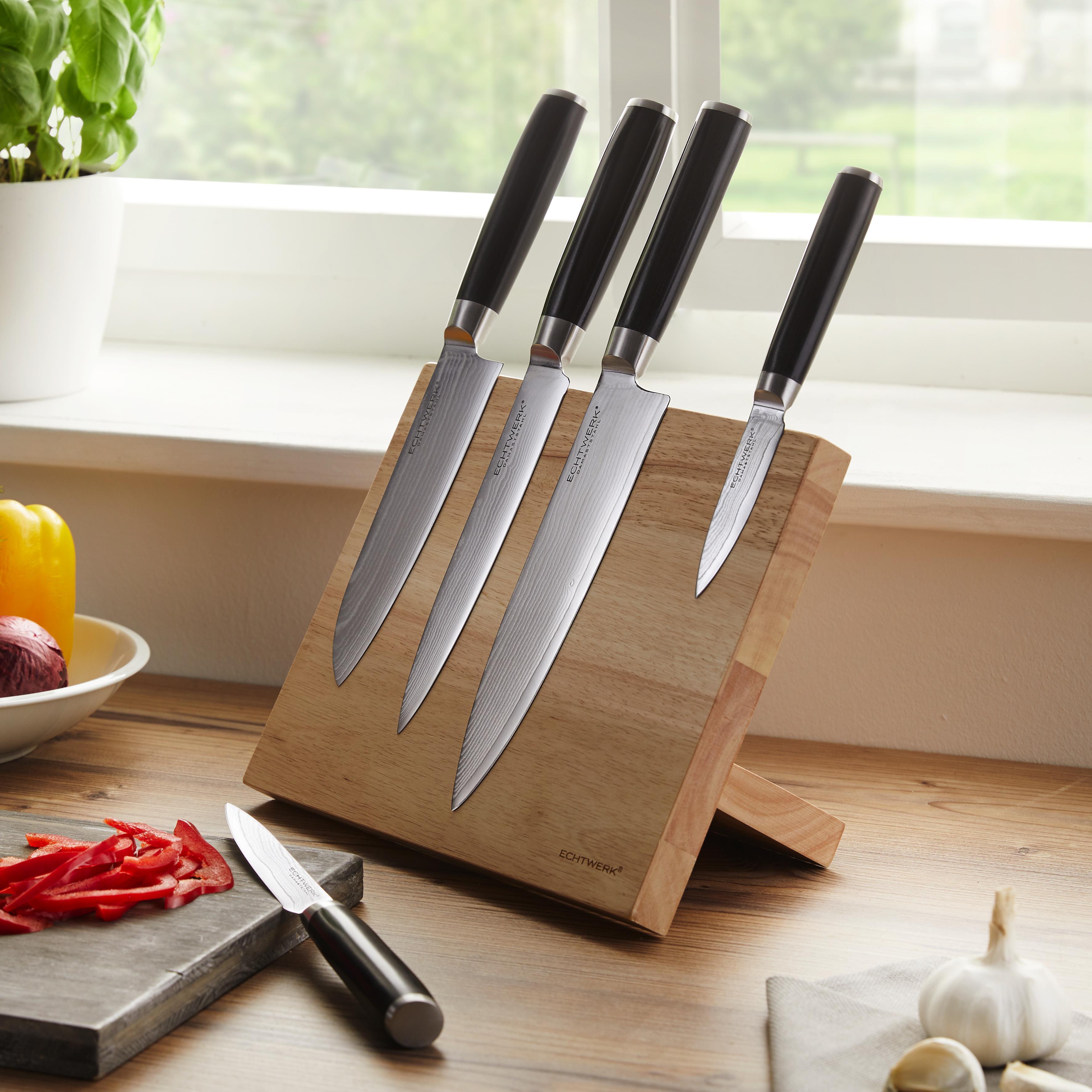 Echtwerk Messerblock Damaszener 6-teilig - Braun, MODERN, Holz (22/13/36cm) - Echtwerk