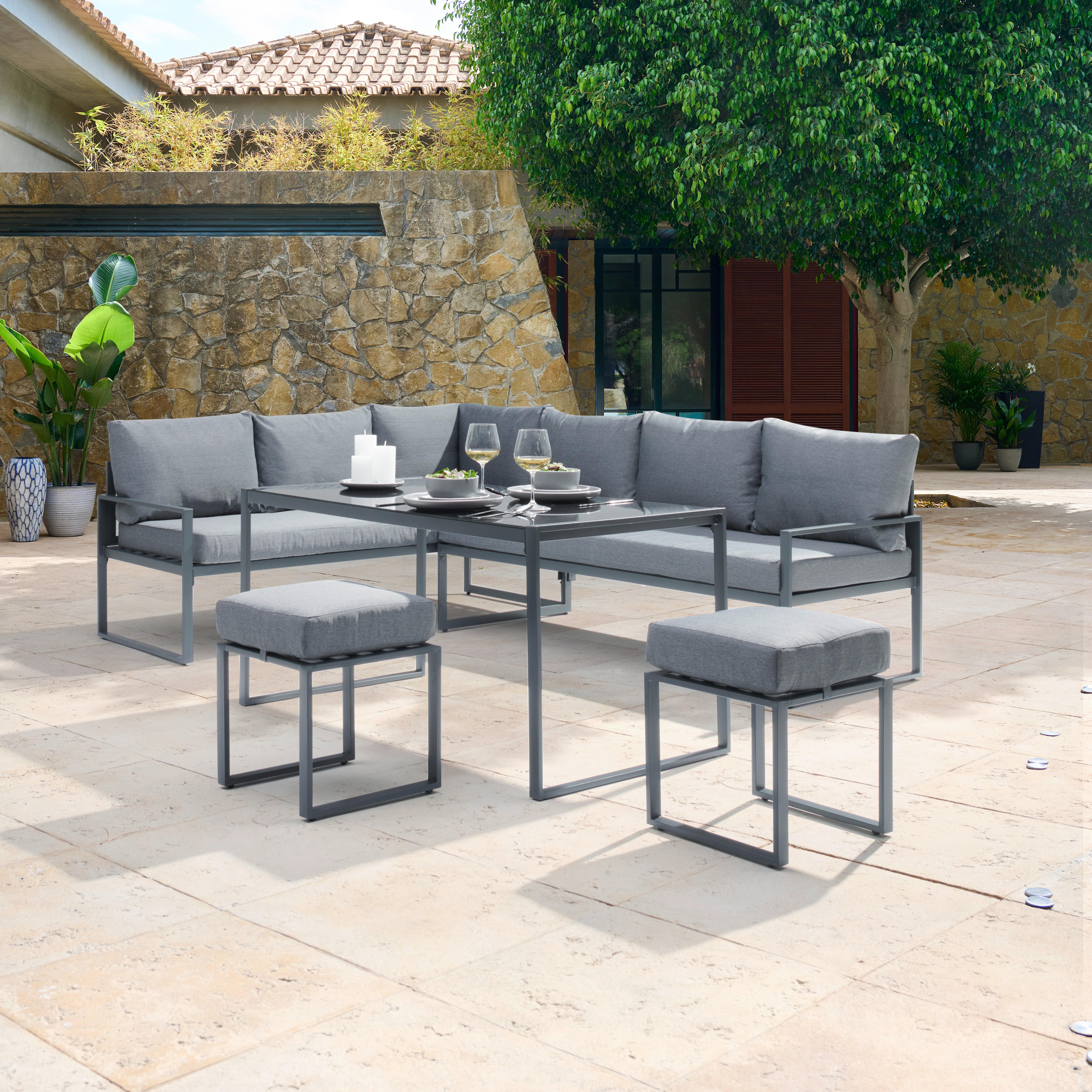 Loungegarnitur-Set Mexiko Anthrazit - Anthrazit/Schwarz, Modern, Glas/Textil (245/66cm) - Mömax