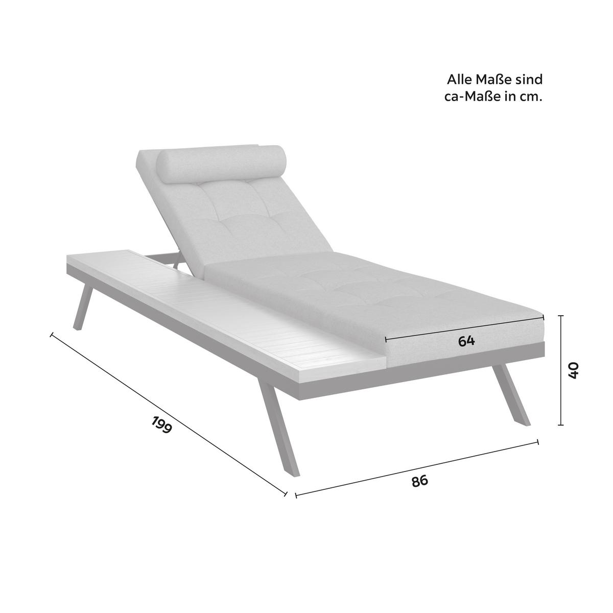 Gartenliege Avolina Hellgrau Outdoorstoff/Metall +Abdeckung - Dunkelgrau/Hellgrau, MODERN, Kunststoff/Textil (199/86/40cm) - Bessagi Garden