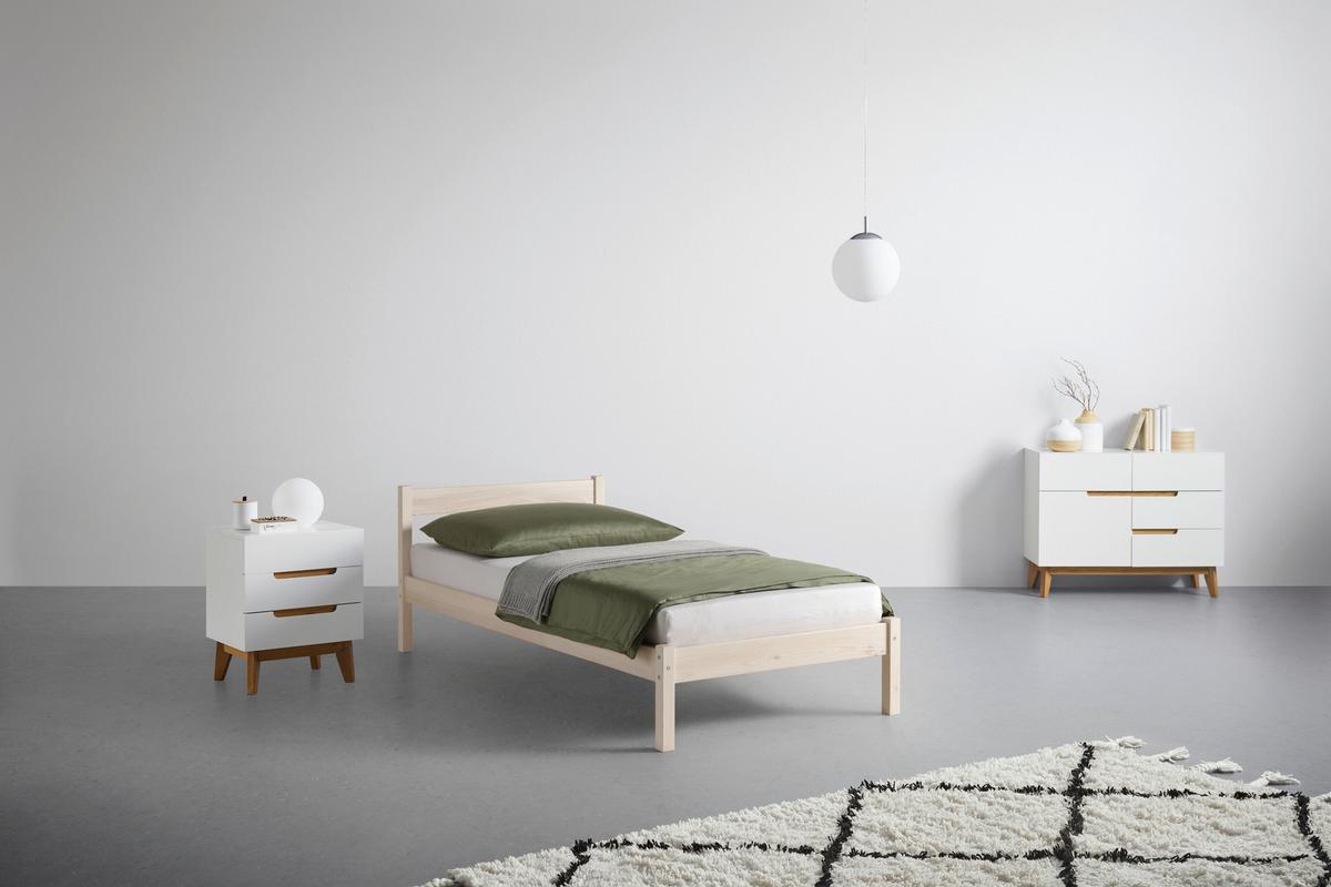 Bett Base 90 Weiss ca. 90x200cm - Weiss, Konventionell, Holz (90/200cm) - Based