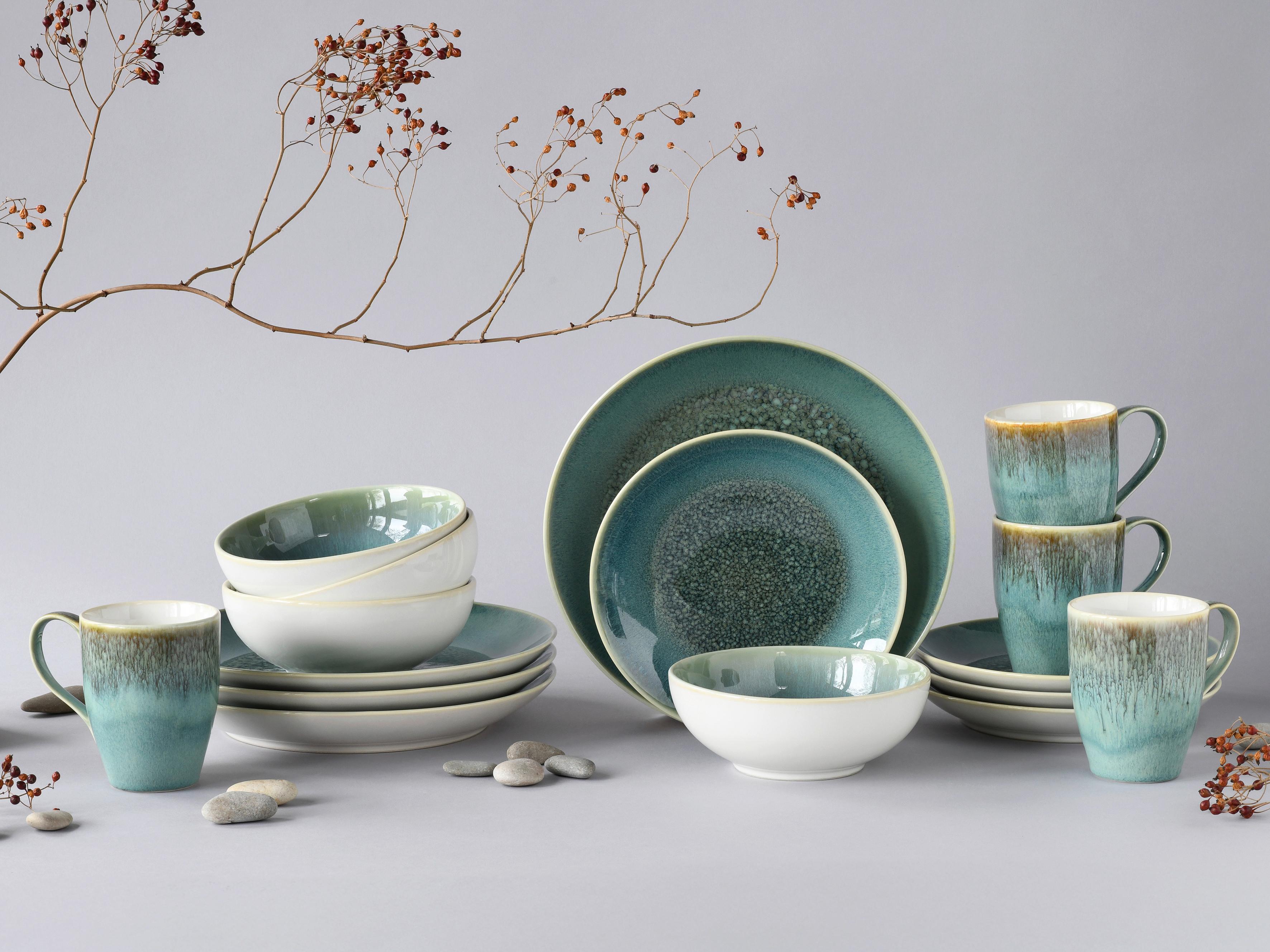 Kombinirani Servis Caldera Grün, 16-Delni - zelena/bela, Basics, keramika - Creatable