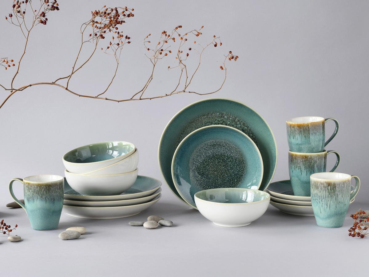 Kombinirani Servis Caldera Grün, 16-Delni - zelena/bela, Basics, keramika - Creatable