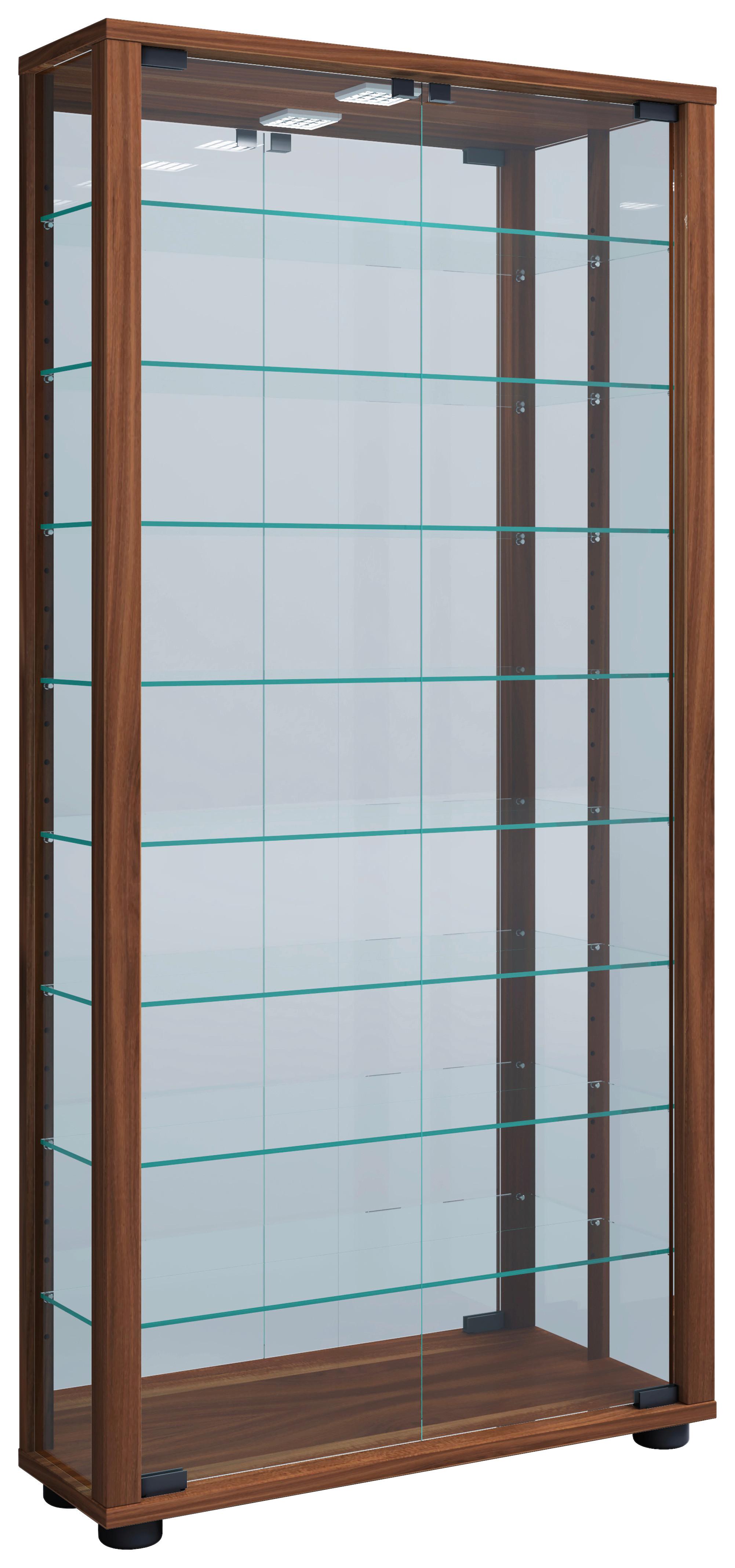 Viseča Vitrina Vitrosa, Oreh - črna/barve oreha, Moderno, umetna masa/steklo (59/114,3/18cm) - MID.YOU
