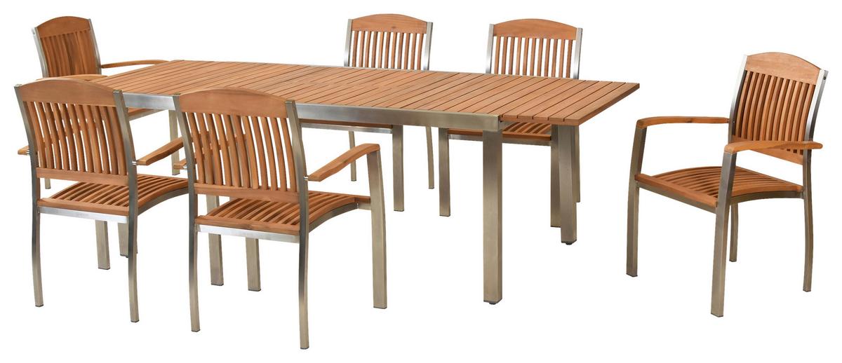 GARTENSET KEROS - Silberfarben/Naturfarben, MODERN, Holz/Metall - Gardenson