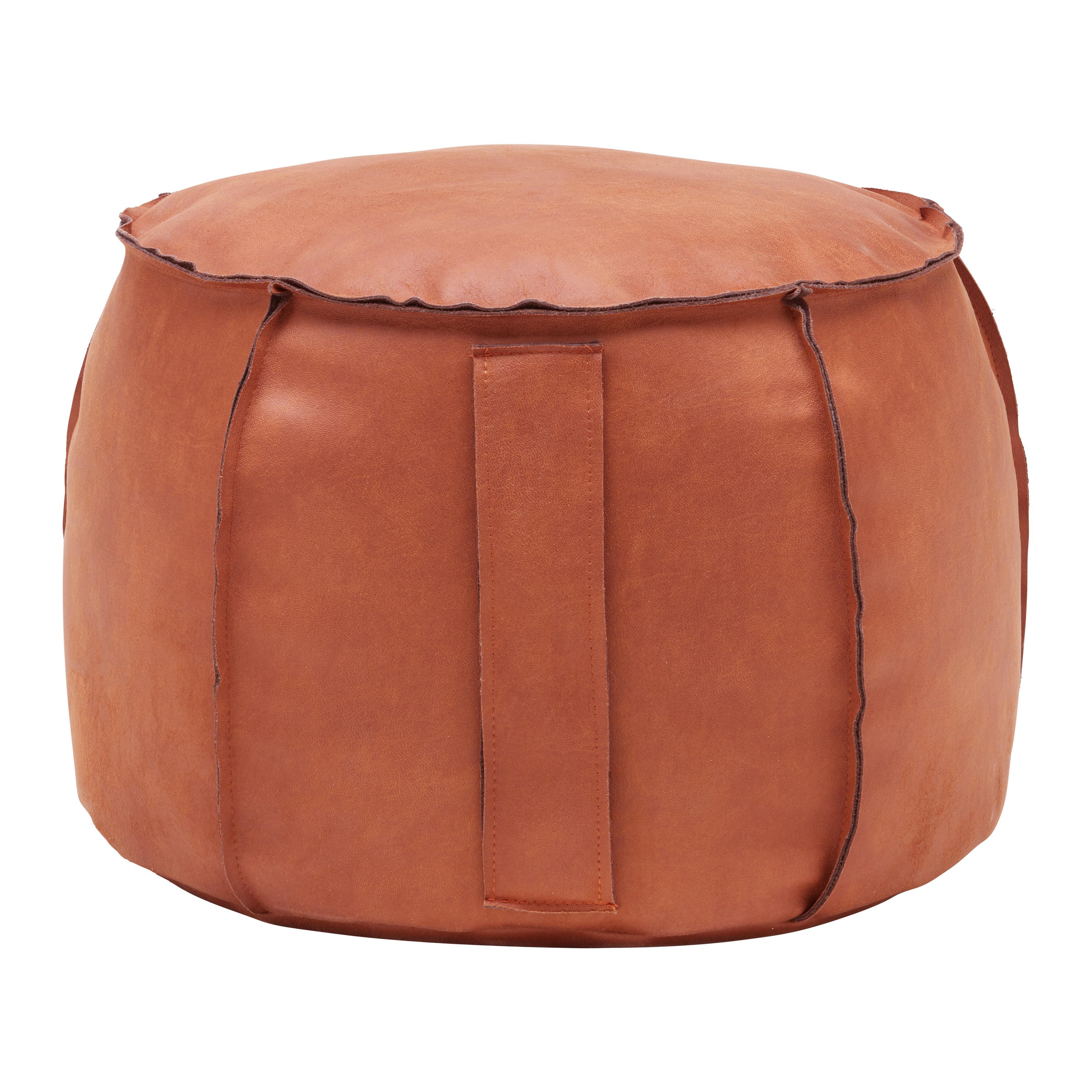 Hocker Falun II Lederlook ⌀ ca. 60cm - Haselnussfarben, MODERN, Textil (60/36cm) - Mömax