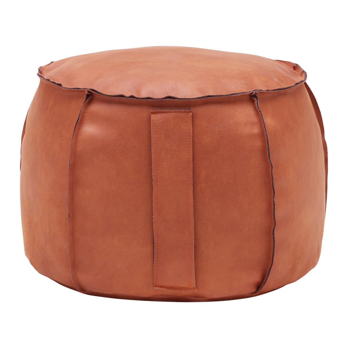 Hocker Falun II Lederlook ⌀ ca. 60cm - Haselnussfarben, Modern, Textil (60/36cm) - Mömax