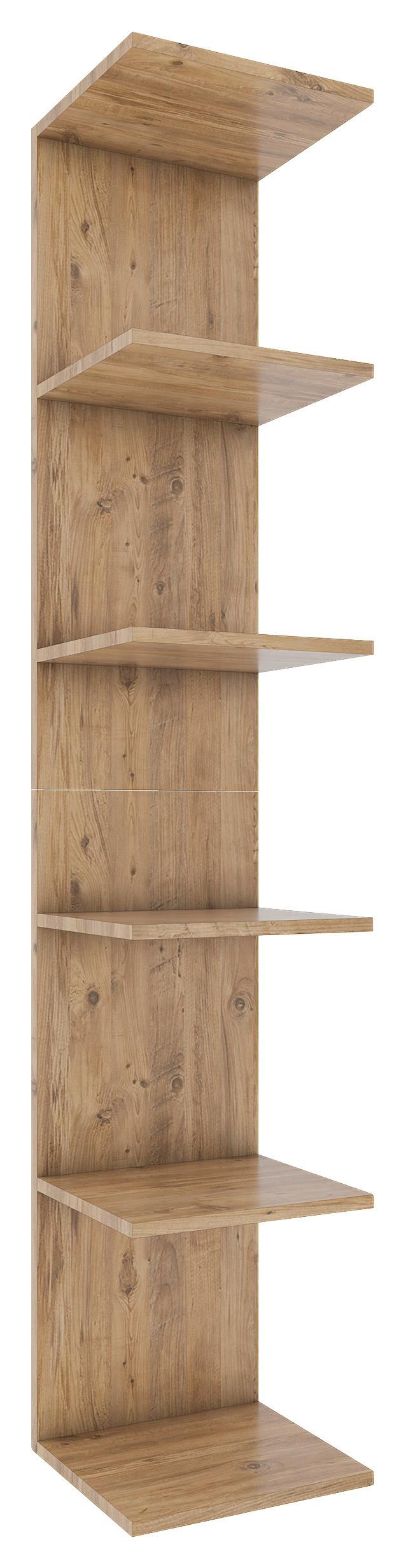 Stenski Regal Lazas, Hrast - medeni hrast, Moderno, leseni material (35/180/30cm) - MID.YOU