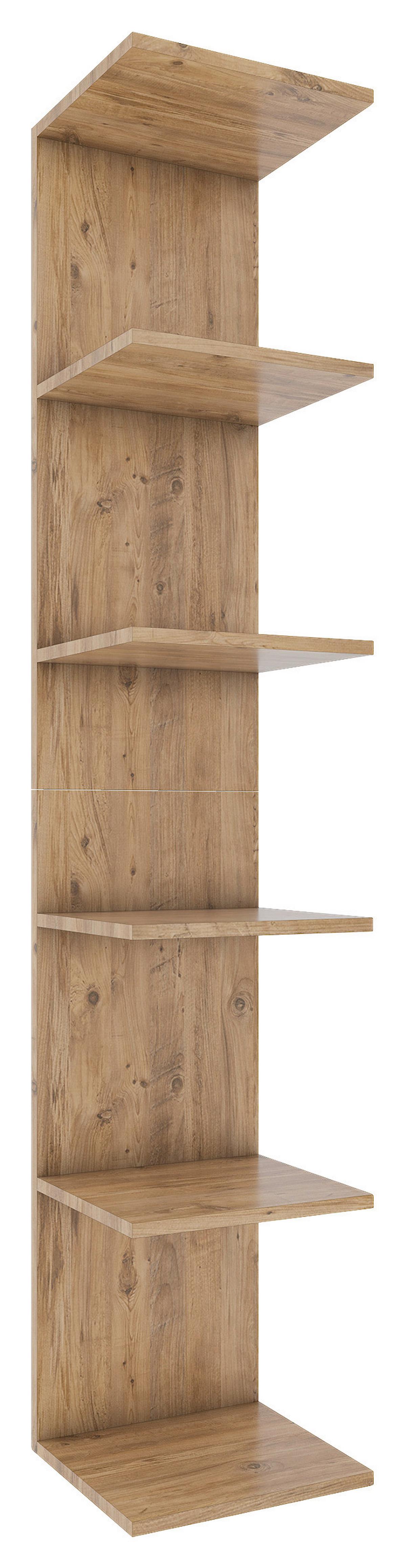 Stenski Regal Lazas, Hrast - medeni hrast, Moderno, leseni material (35/180/30cm) - MID.YOU