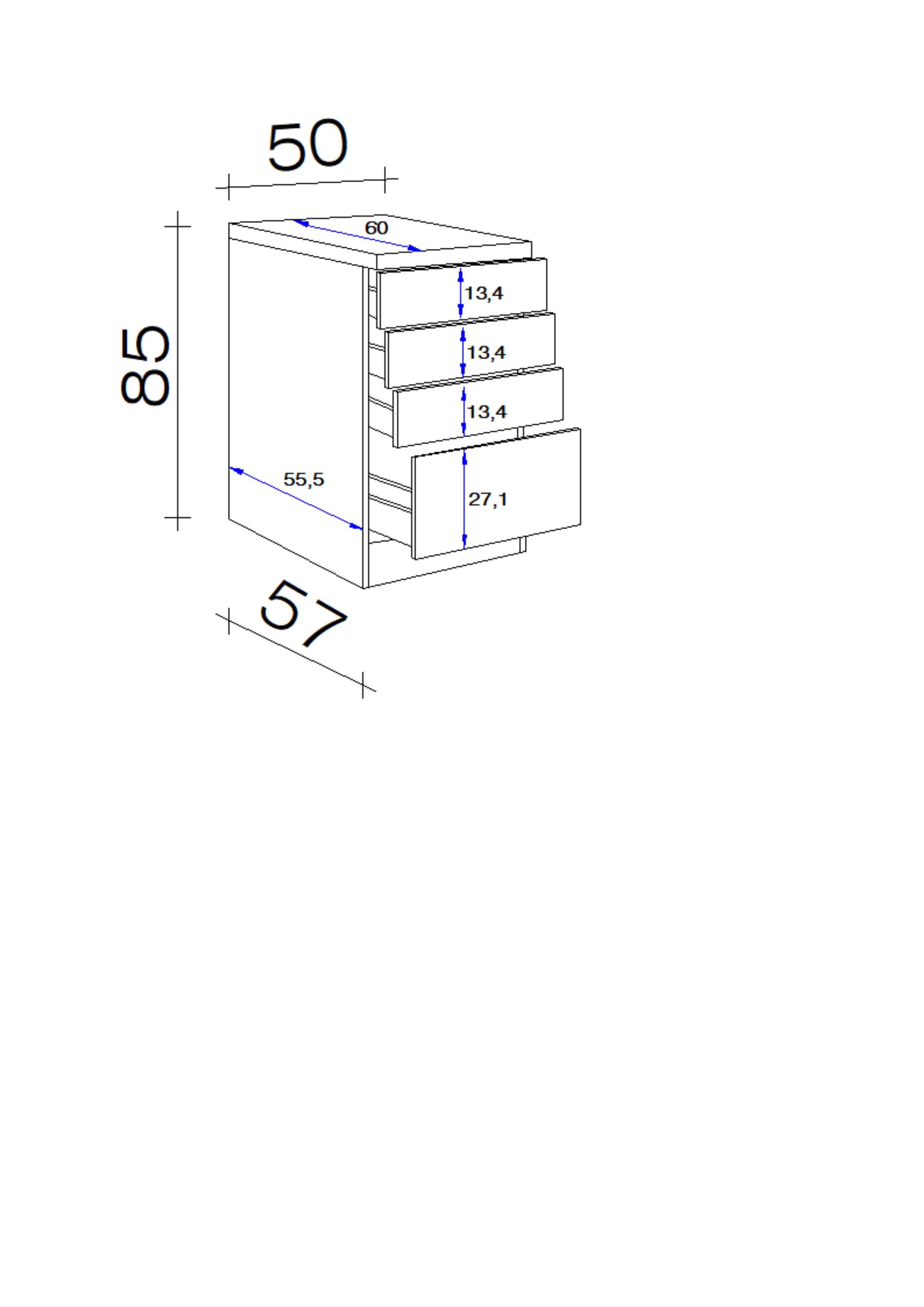 Kuhinjska Spodnja Omarica Samoa, Bela, Barva Hrasta - bela/barve aluminija, Konvencionalno, umetna masa/leseni material (50,5/85/57cm) - FlexWell