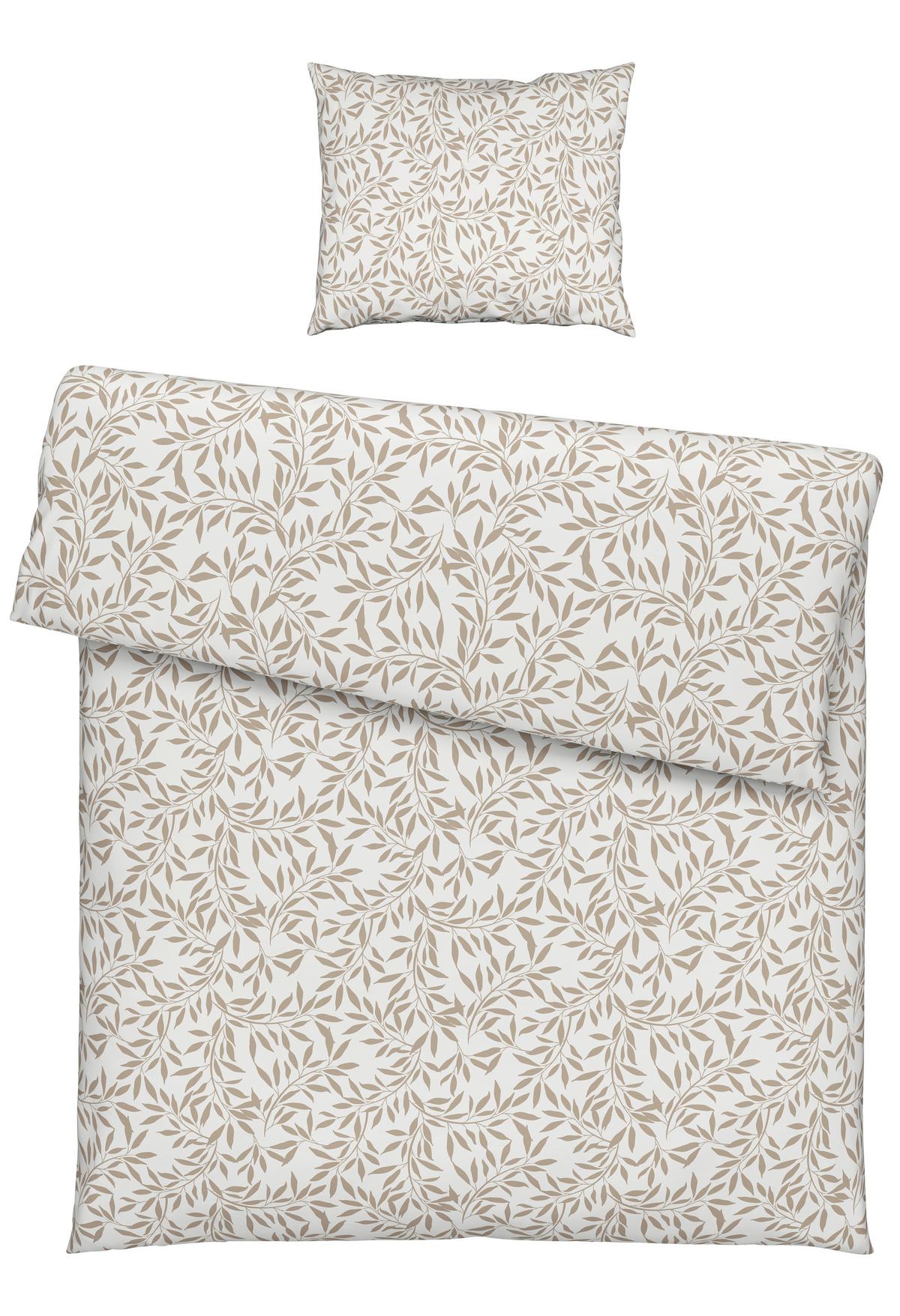 BETTWÄSCHESET TIFFANY - Taupe/Weiss, Konventionell, Textil (160/210cm) - Modern Living