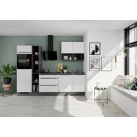 Küchenblock IKZ mit Geräten ca. 280 cm Weiß Hochglanz - Weiß Hochglanz/Dunkelgrau, Design, Holzwerkstoff/Metall (280cm) - Impuls