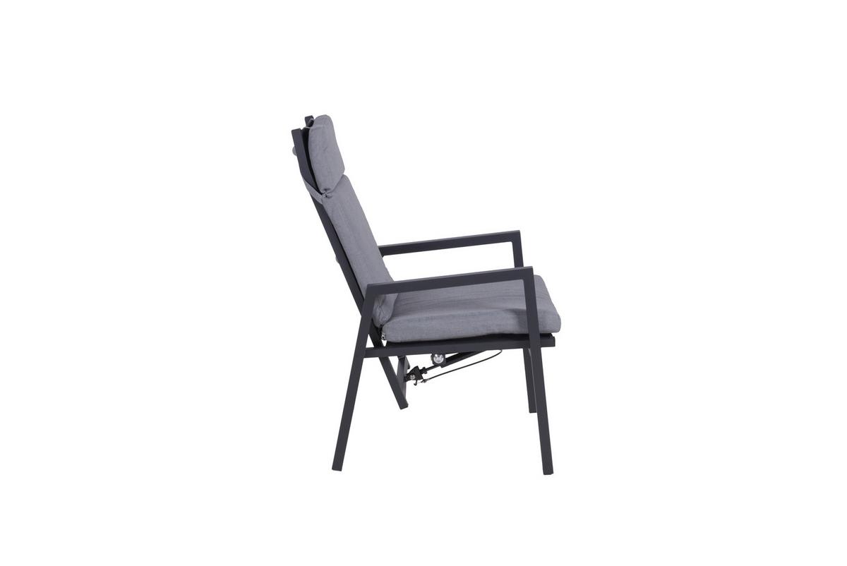 Gartenstuhl Sintra Grau/Schwarz m. Relaxfunktion - Schwarz/Grau, Basics, Kunststoff/Textil (55/103/65cm) - Gardenson