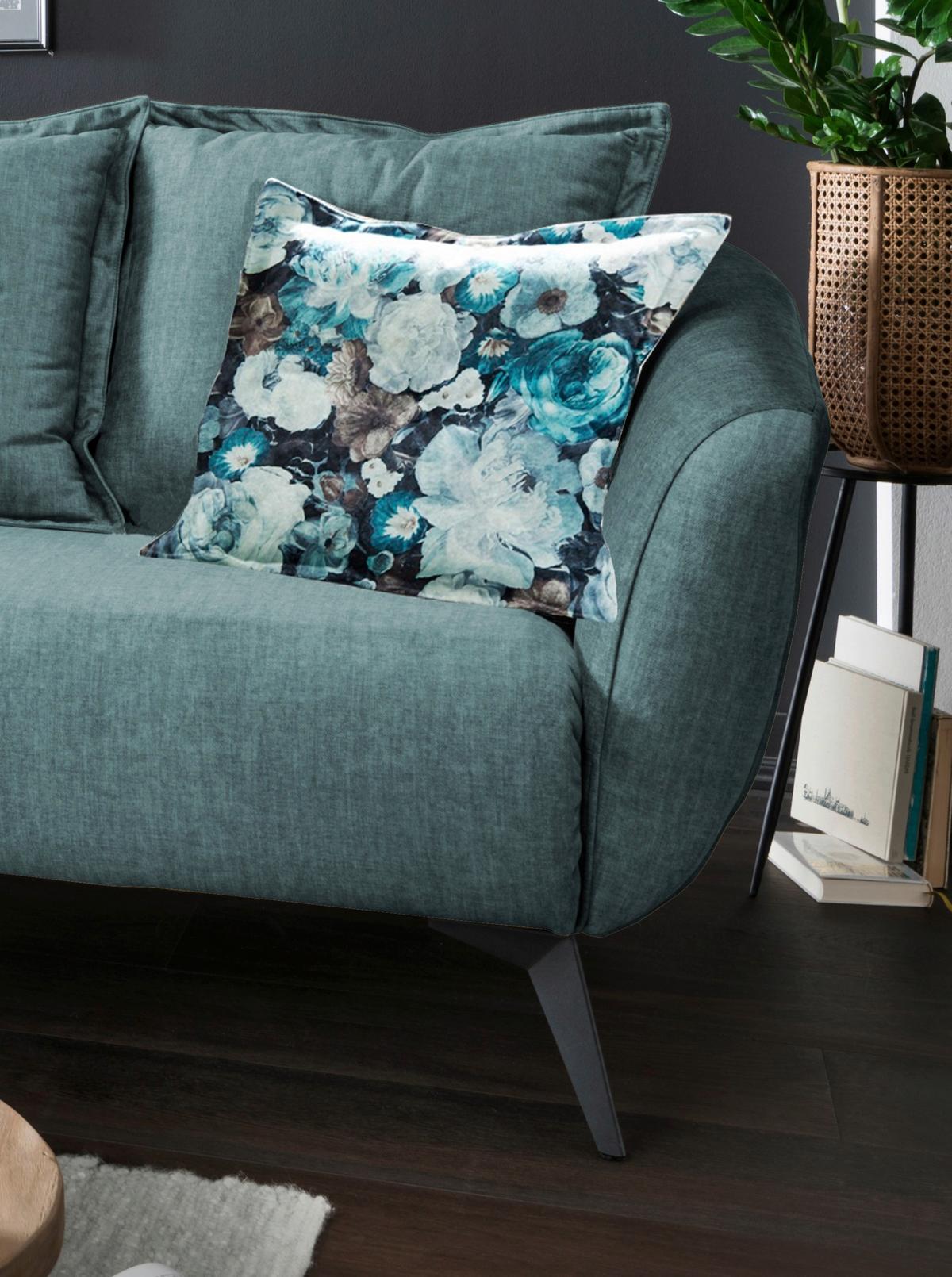 Wohnlandschaft Baggio Blau Velours - Blau/Multicolor, MODERN, Holz/Textil (162/277cm) - Livetastic