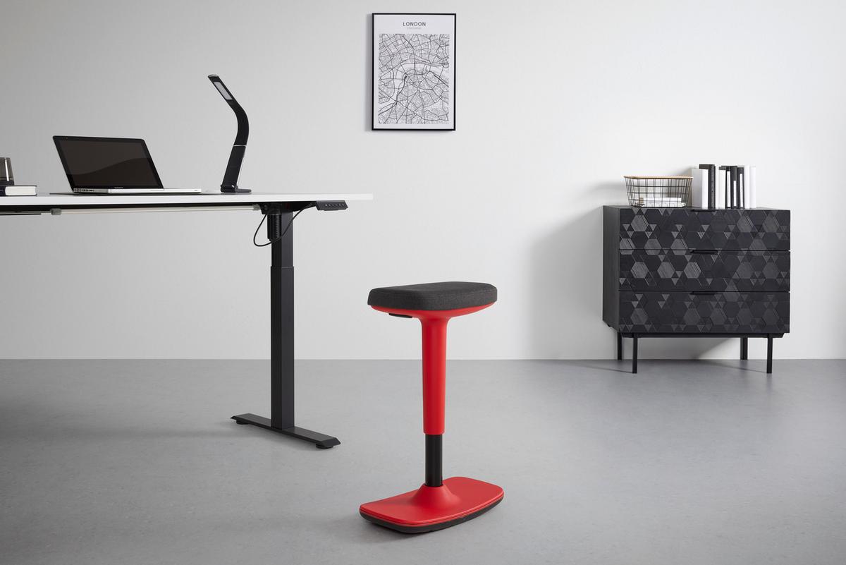 Bürohocker Leon Rot/Schwarz - Rot/Schwarz, KONVENTIONELL, Kunststoff/Textil (44/53-78/24cm) - Mömax