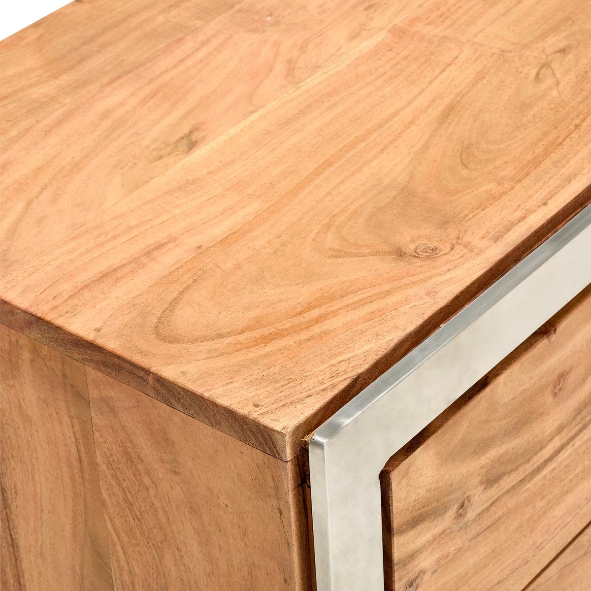 KOMODA SYLVIA - kolor akacjowy/kolor srebrny, Konventionell, metal/drewno (100/85/40cm) - Livetastic