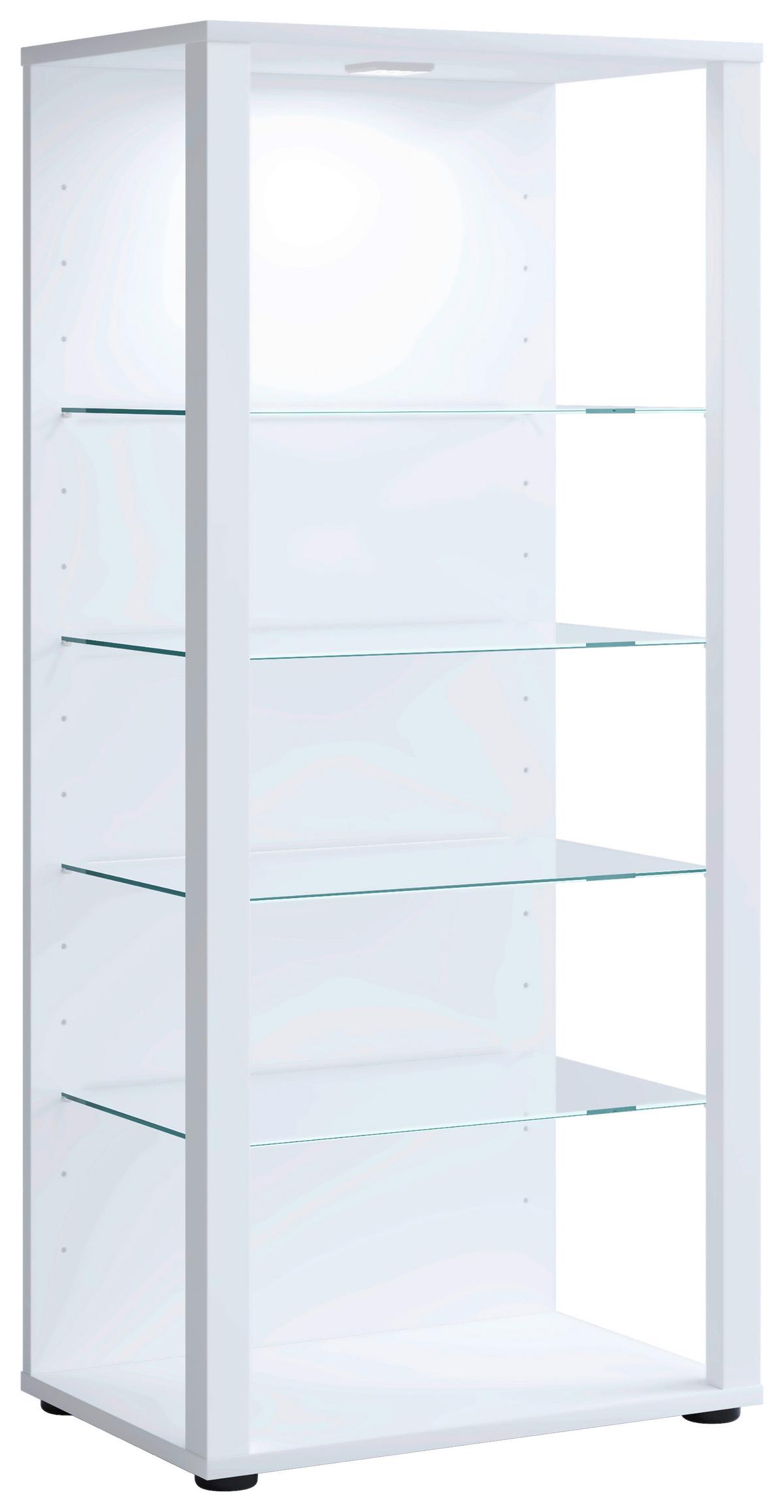 Vitrina Glasol, Bela - črna/bela, Moderno, umetna masa/steklo (51,8/114,5/34,8cm) - MID.YOU