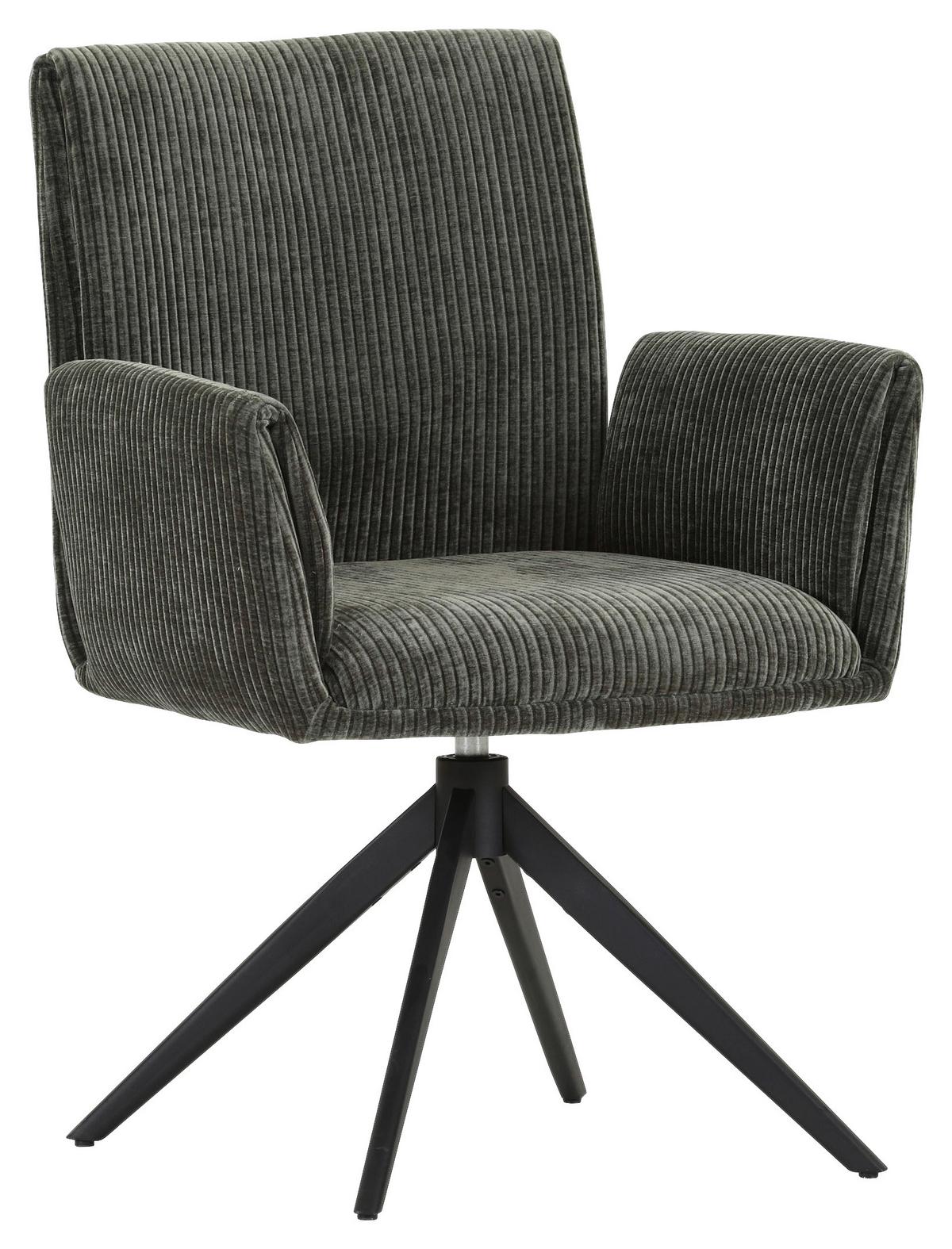 KRZESŁO Z PODŁOKIETNIKAMI MAX -EXKLUSIV- - zielony/czarny, Design, metal/tkanina (65/90/60cm) - Novel