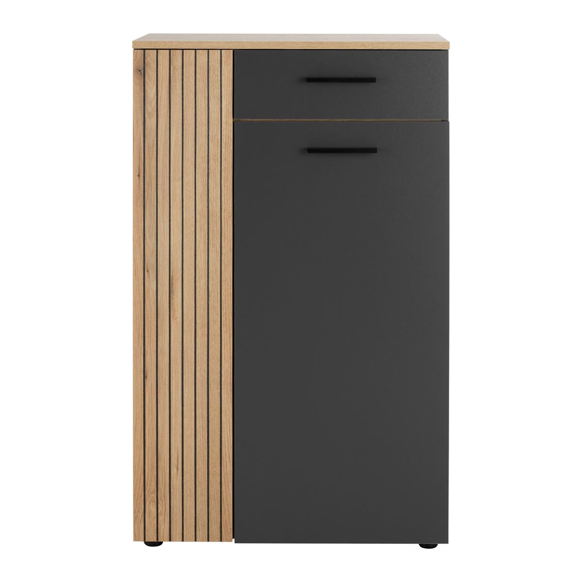Omara Za Čevlje Cadix - črna/barve hrasta, Moderno, umetna masa/leseni material (69/110/36cm) - Mömax