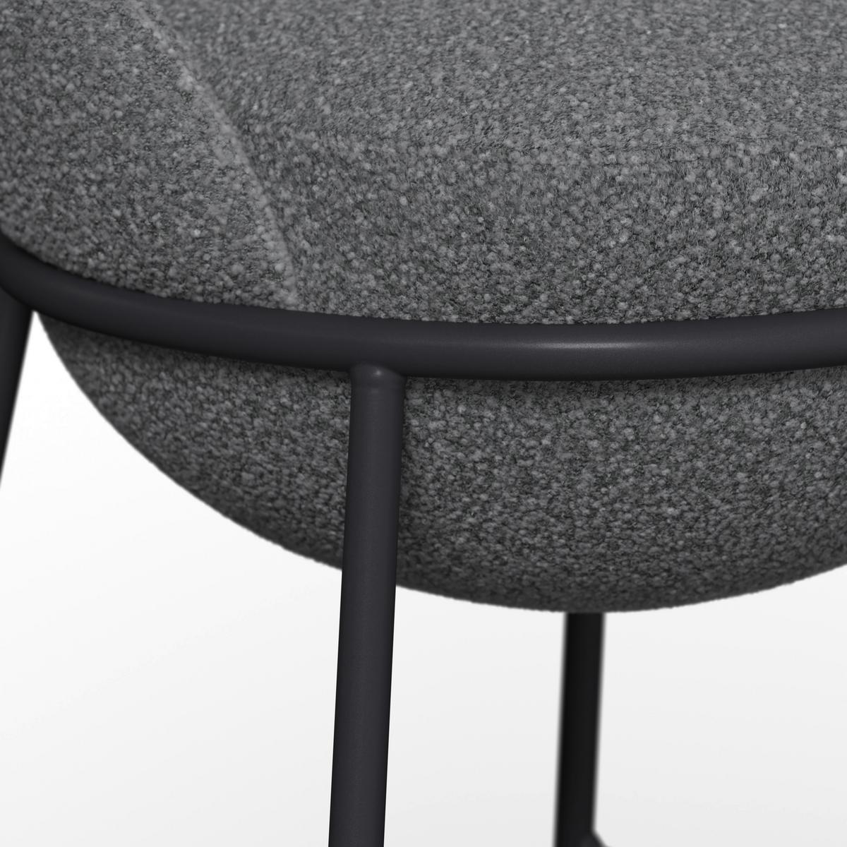Barhocker Zoa Grau Struktur Gepolstert - Schwarz/Grau, MODERN, Holz/Textil (50/110/58cm) - Bessagi Home