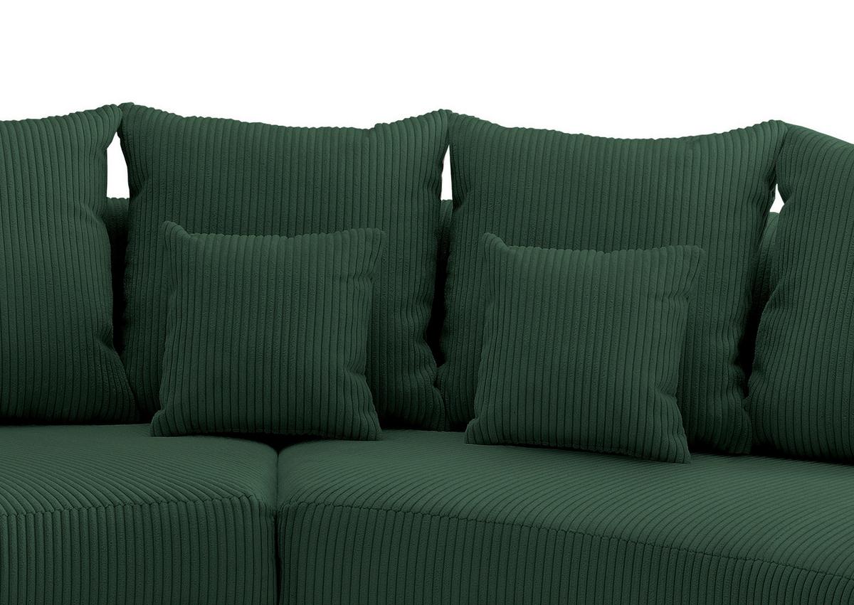 Wohnlandschaft Limoncello m. Hocker ca.300x160cm Dunkelgrün - Dunkelgrün/Schwarz, Design, Kunststoff/Textil (300/160cm) - Livetastic