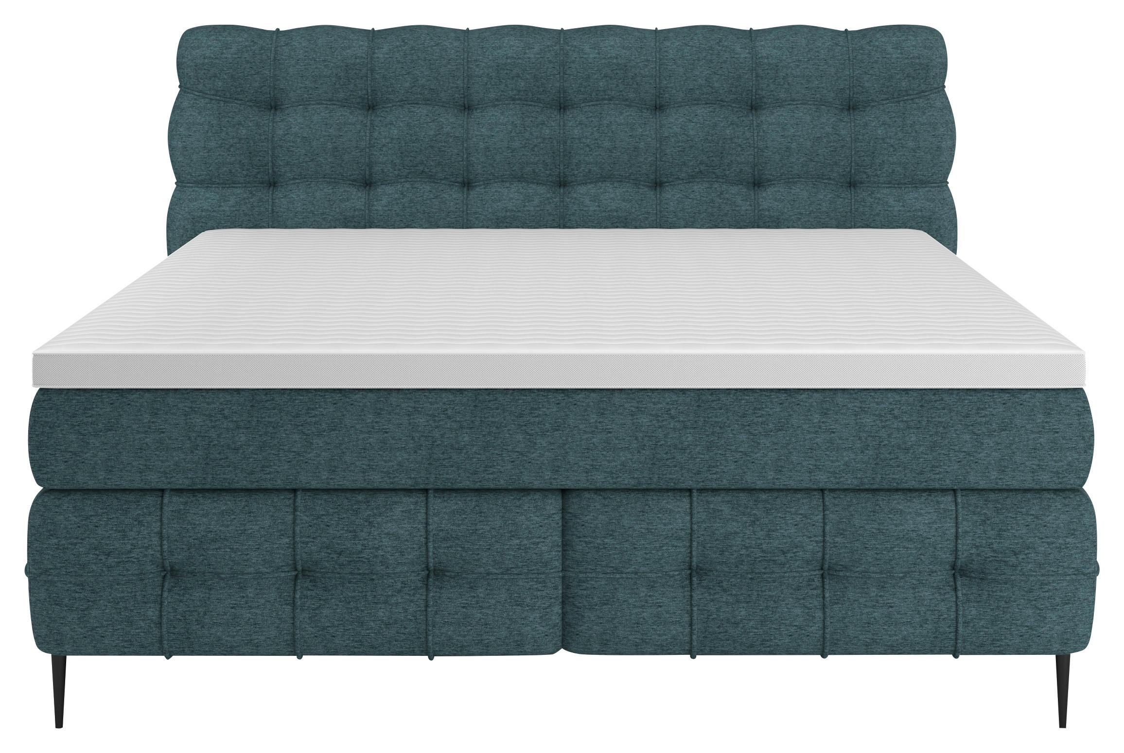 PAT BOXSPRING SCARLETT - turcoaz, Konventionell, lemn/textil (160/200cm)