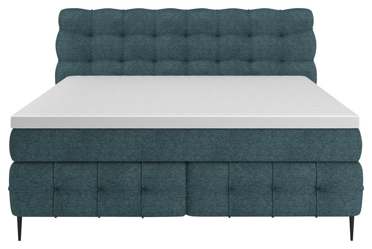 PAT BOXSPRING SCARLETT - turcoaz, Konventionell, lemn/textil (180/200cm)