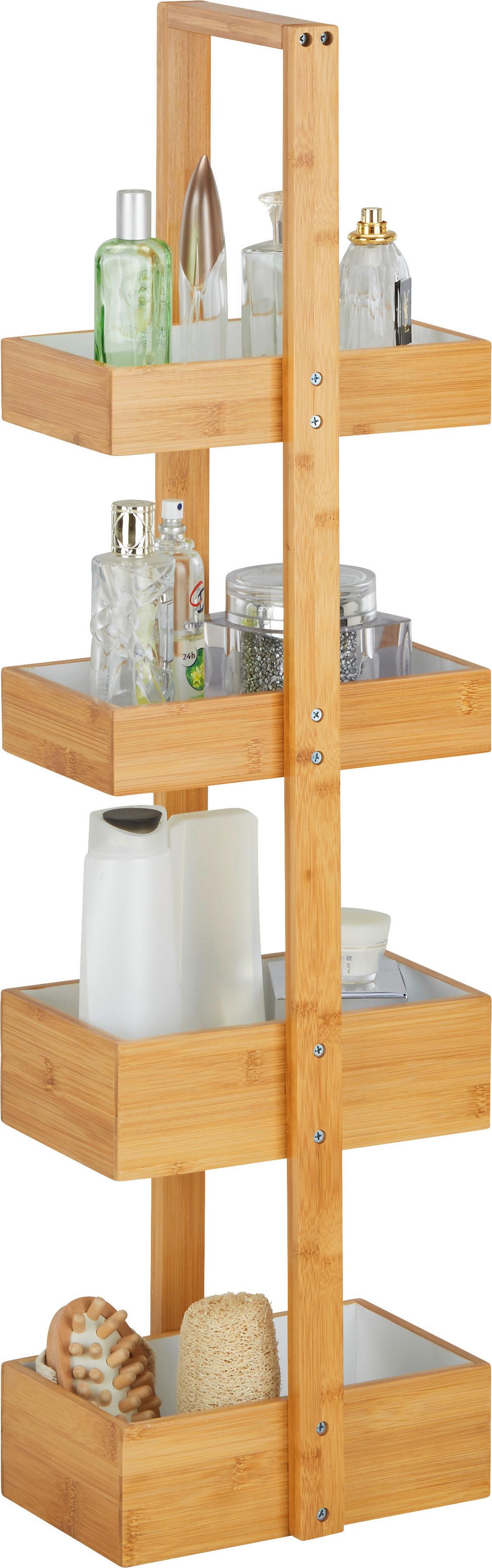 Standregal aus Bambus Natur/Weiß - Naturfarben/Weiß, MODERN, Holz (25/88/18cm) - Mömax