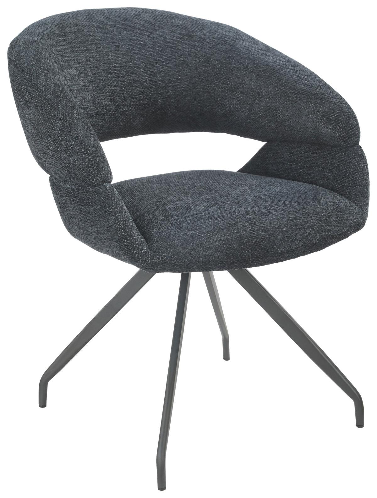 Scaun ROYAL - albastru închis/negru, Design, metal/textil (62/63,5/85,5cm) - Premium Living