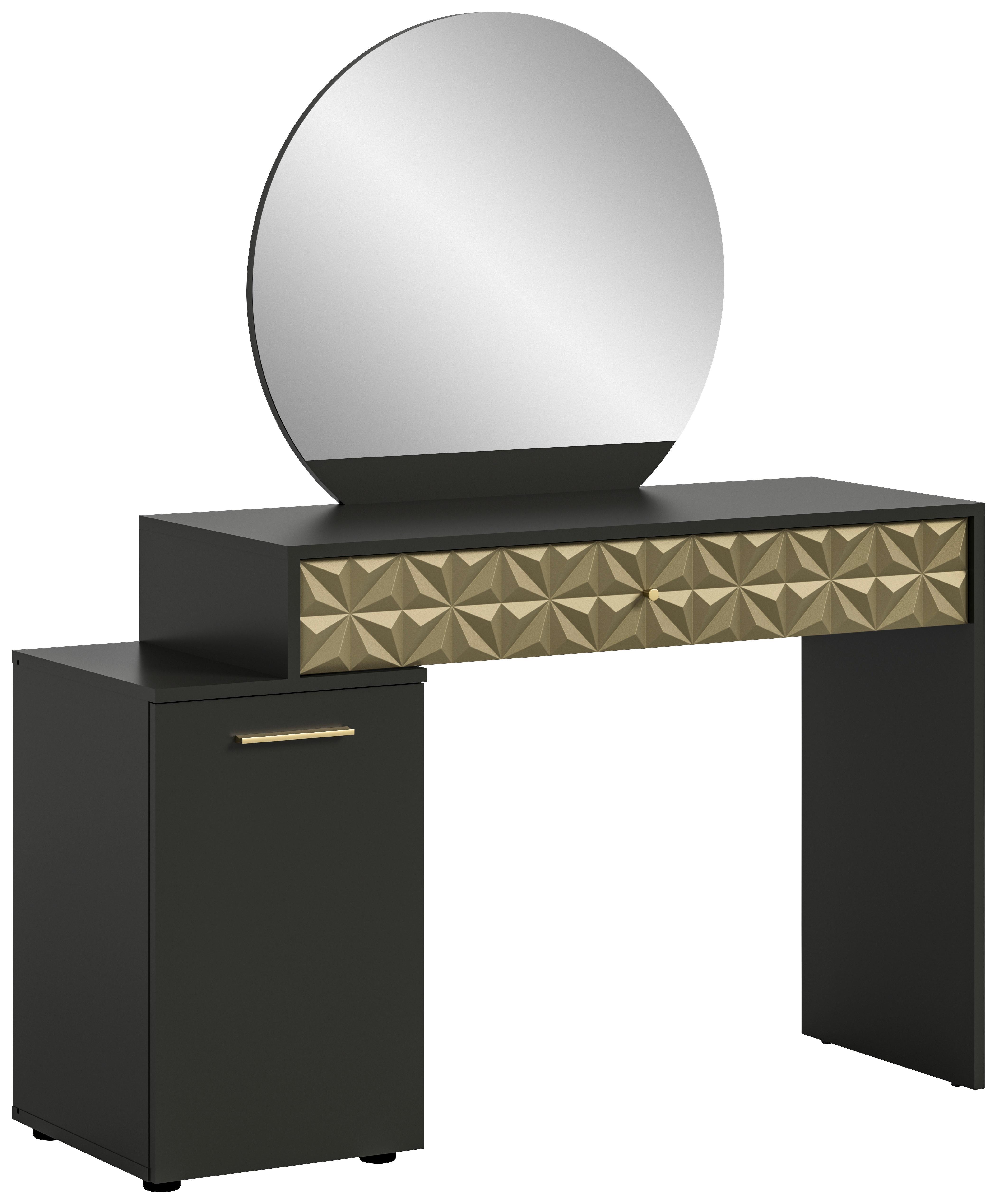 Toaletni Stolić Prisma - zlatne boje/crna, Design, drvni materijal/plastika (117/42/138cm) - Modern Living