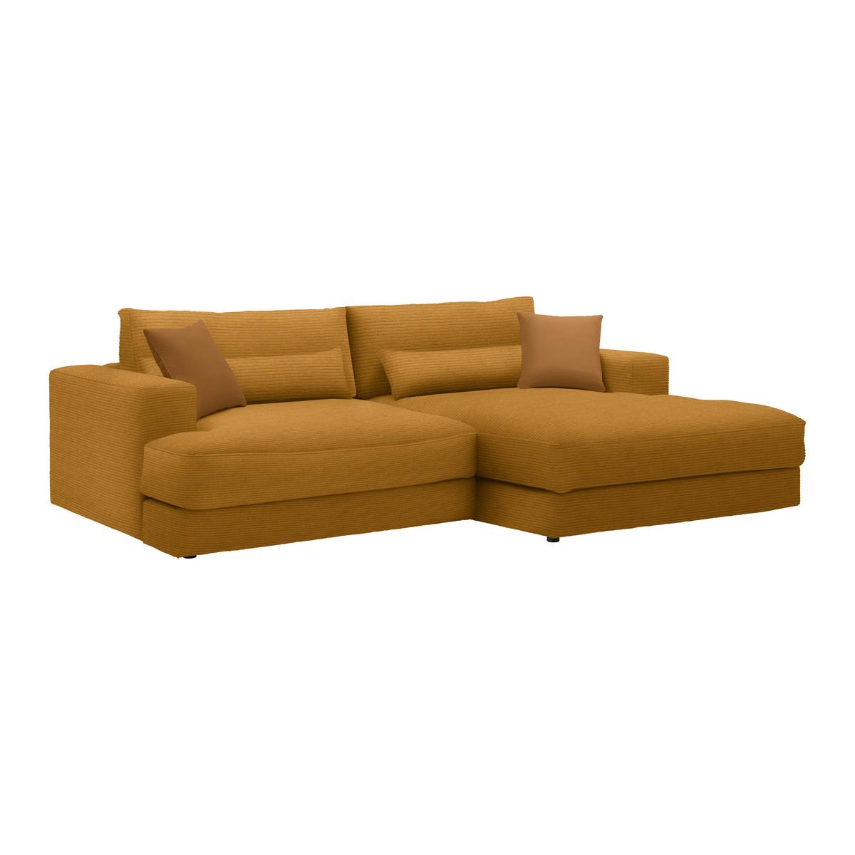 Ecksofa Fabiona rechts Senfgelb - Senfgelb/Schwarz, MODERN, Holz/Kunststoff (268/85/194cm) - Premium Living