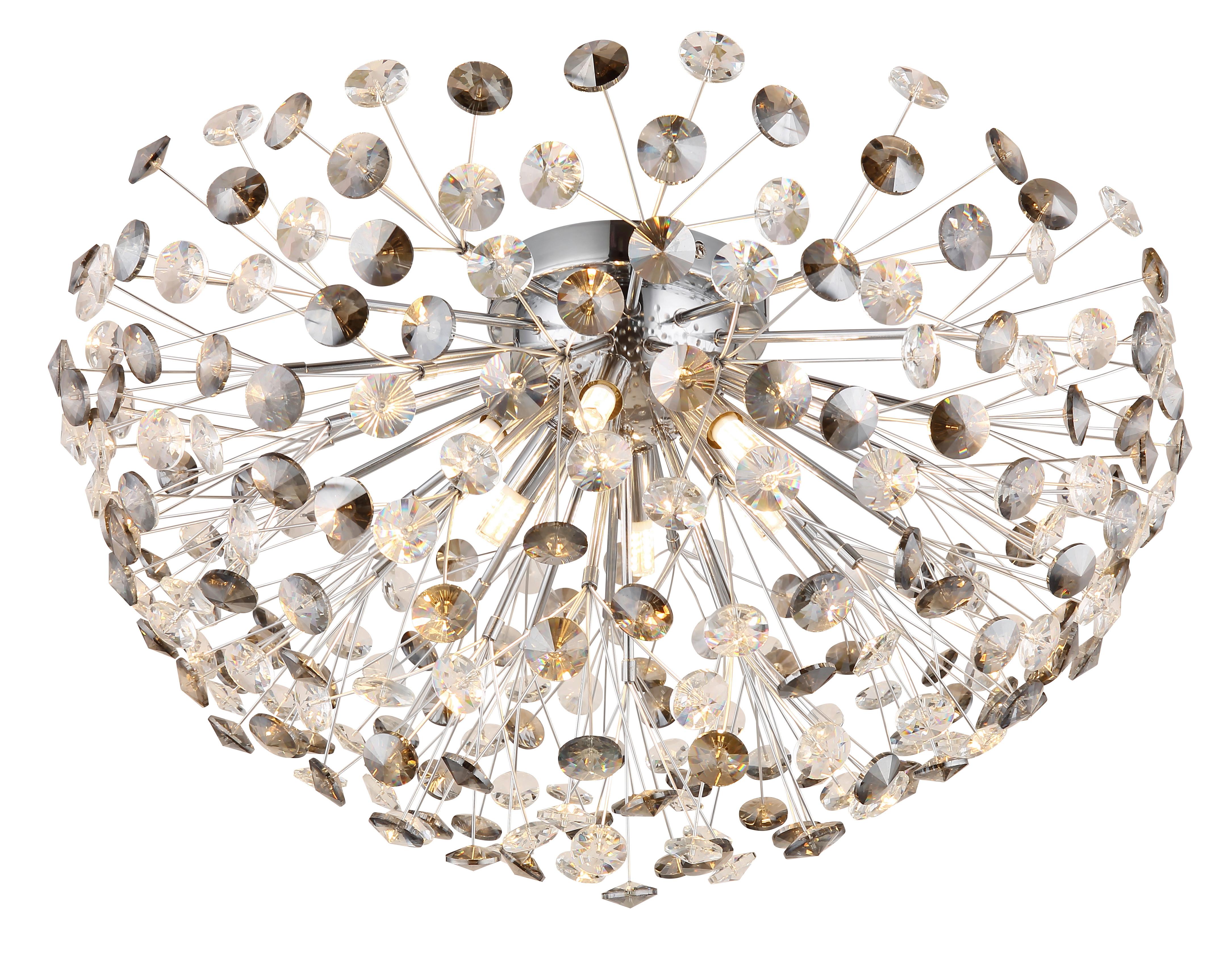 KRISTALL-DECKENLEUCHTE 64135D1C  KATRINA - Klar/Chromfarben, Konventionell, Glas/Metall (60/32,5cm) - Globo