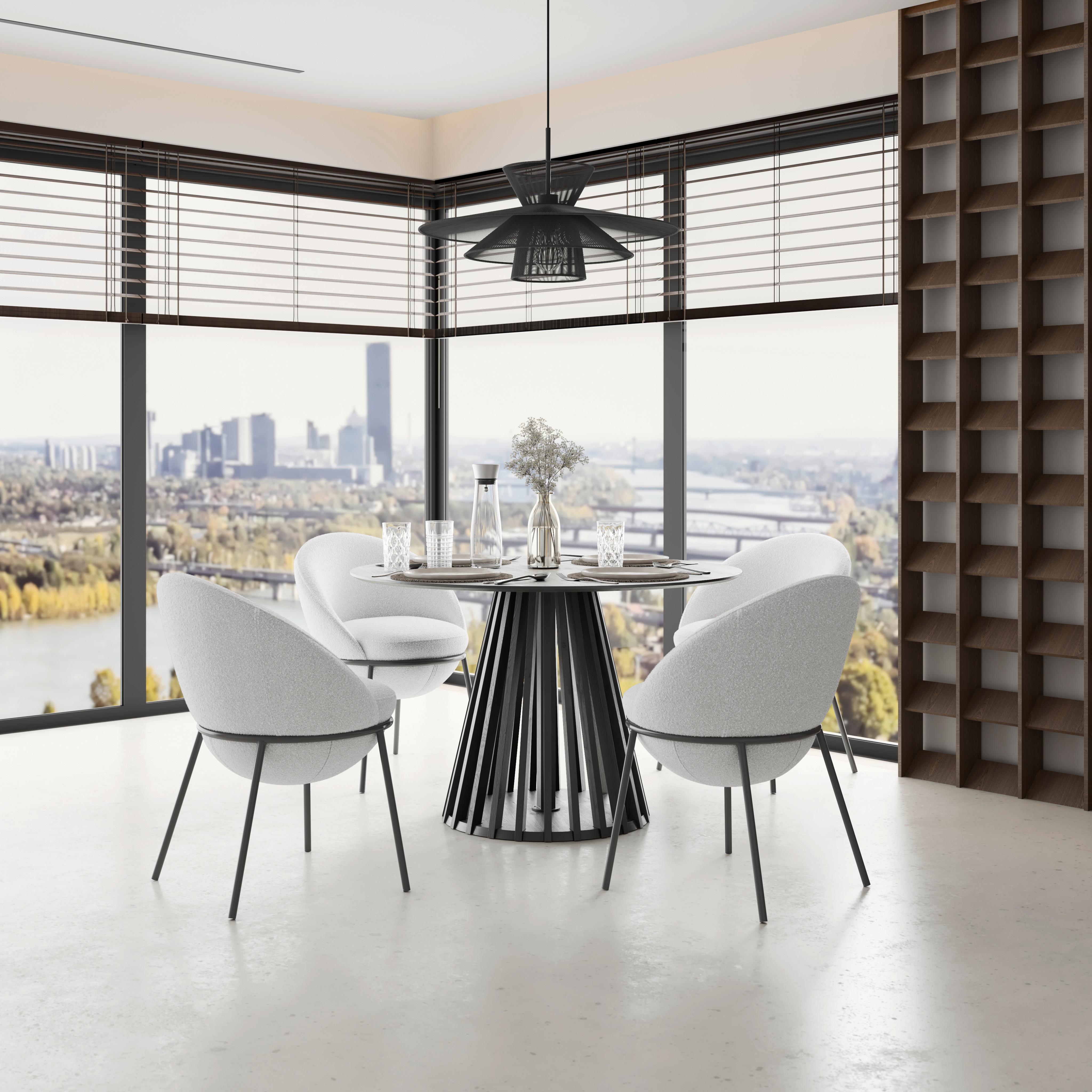 Armlehnstuhl Zoa Creme Struktur Gepolstert - Creme/Schwarz, MODERN, Holz/Textil (57/85/61cm) - Bessagi Home