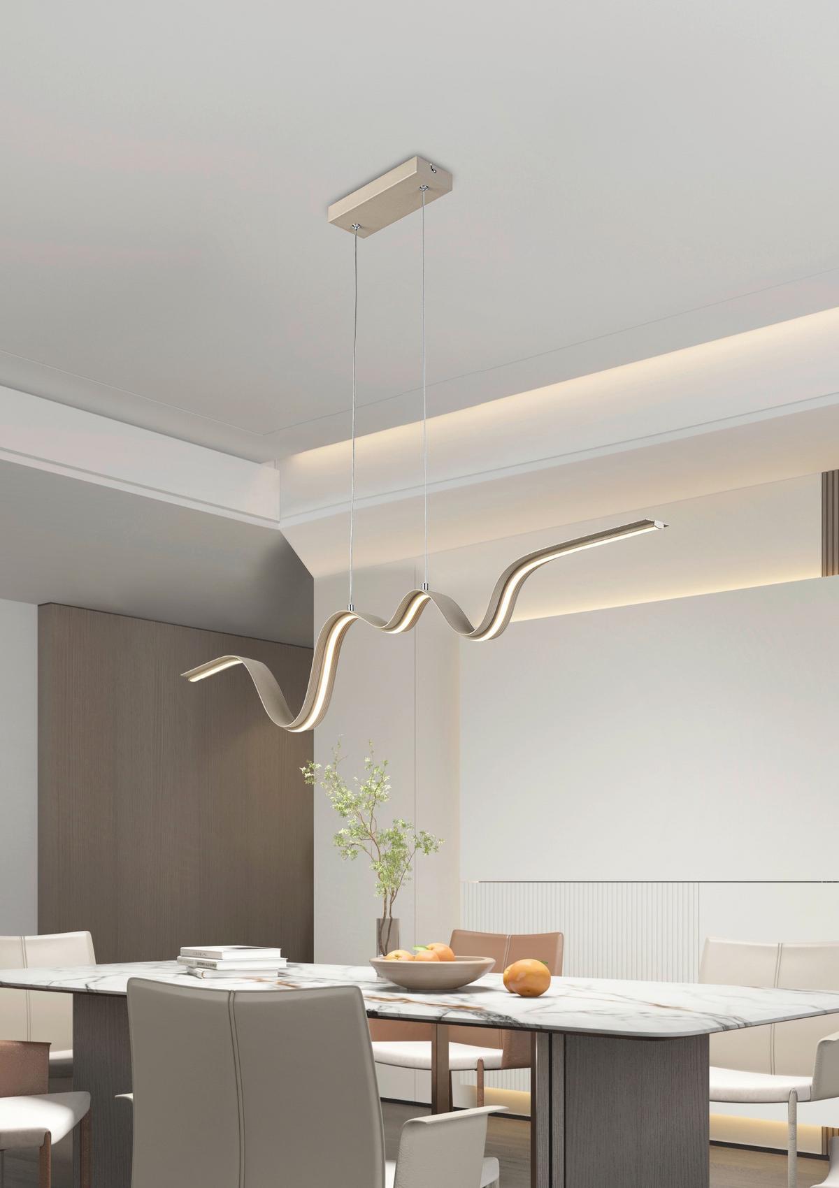 LAMPA WISZĄCA BEATRIX - kolor piaskowy, Trend, tworzywo sztuczne/metal (100/8/120cm) - Collet's Monde