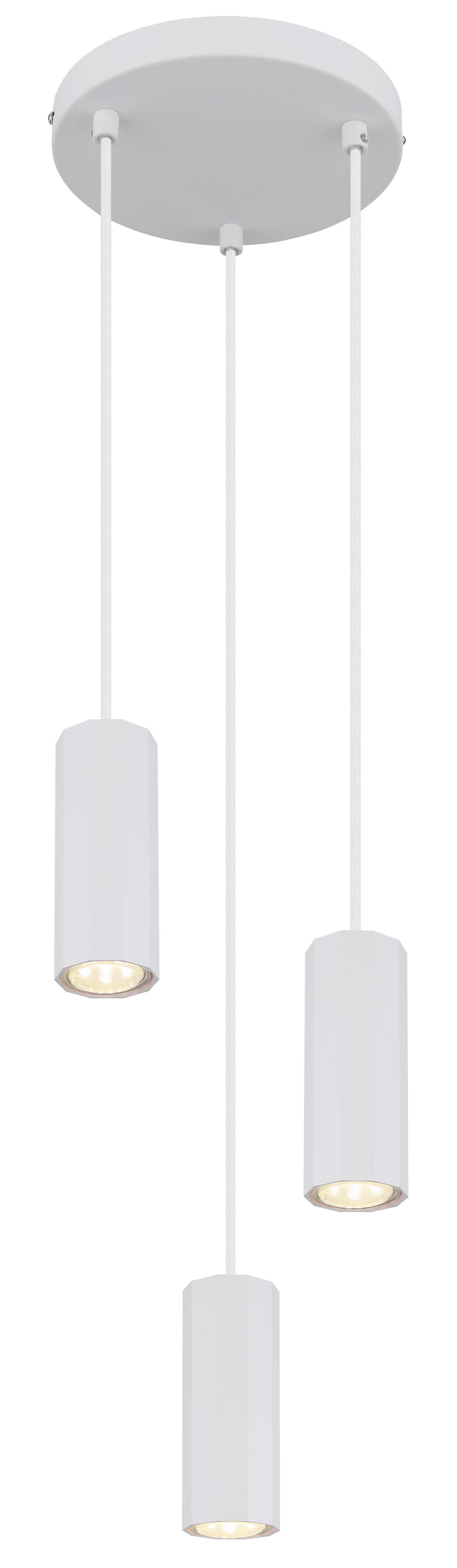 HÄNGELEUCHTE 57918-3HW JAMES - Weiss, Design, Metall (21/120cm) - Globo