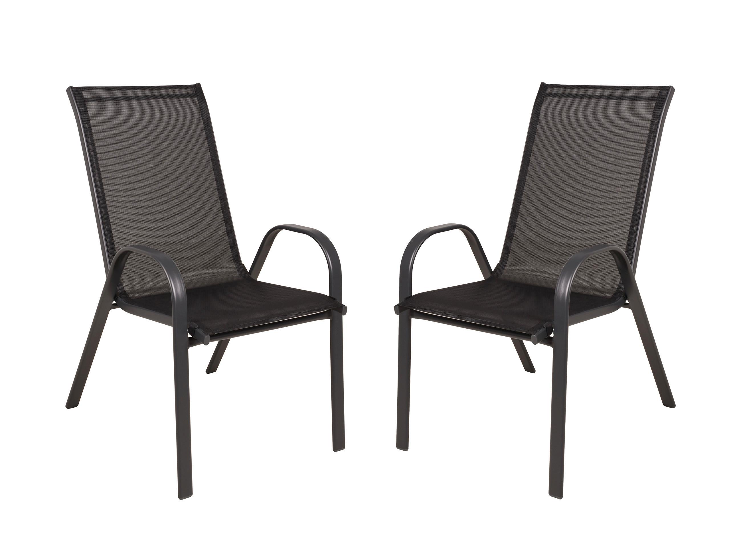GARTENSTUHL-SET STAPELST. RIONA ANTHR,2ER SET - Anthrazit/Schwarz, MODERN, Kunststoff/Metall (55/94/73cm) - Gardenson