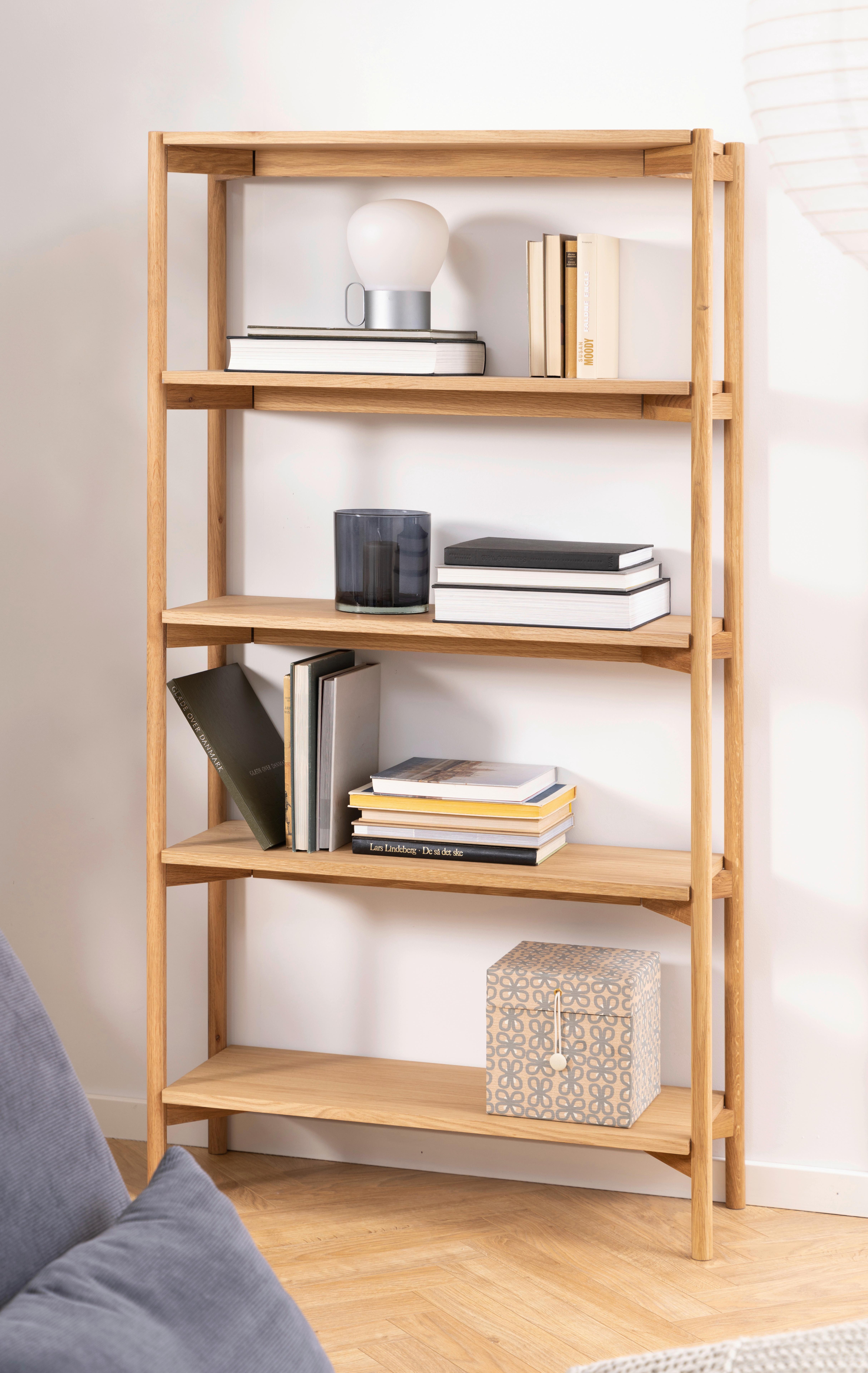 REGAŁ BRAIDWOOD - kolor dębowy, Trend, drewno (86/160/30cm) - MID.YOU