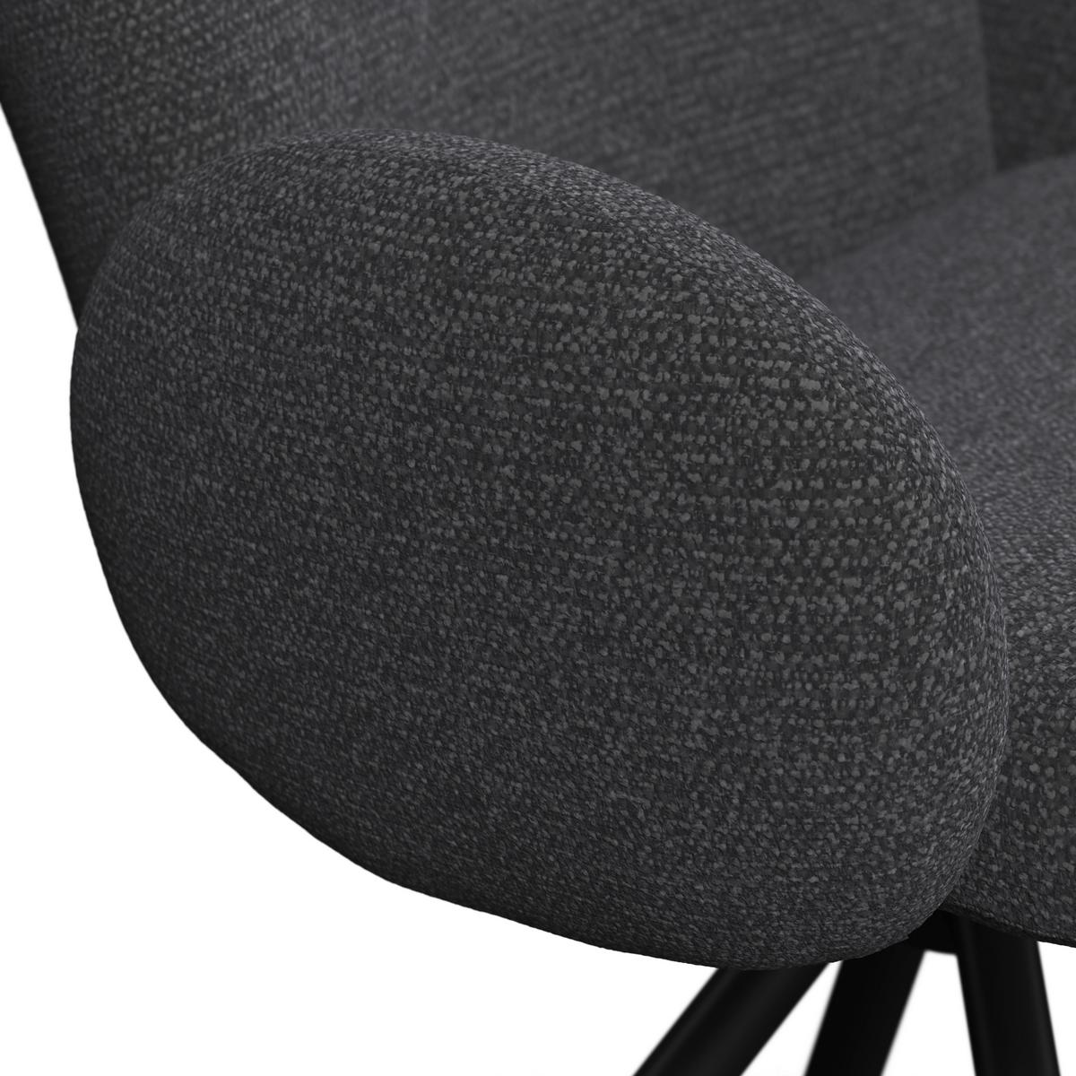 Armlehnstuhl Josea Dunkelgrau Chenille Drehbar Gepolstert - Dunkelgrau/Schwarz, MODERN, Holz/Textil (64/85/63cm) - Bessagi Home