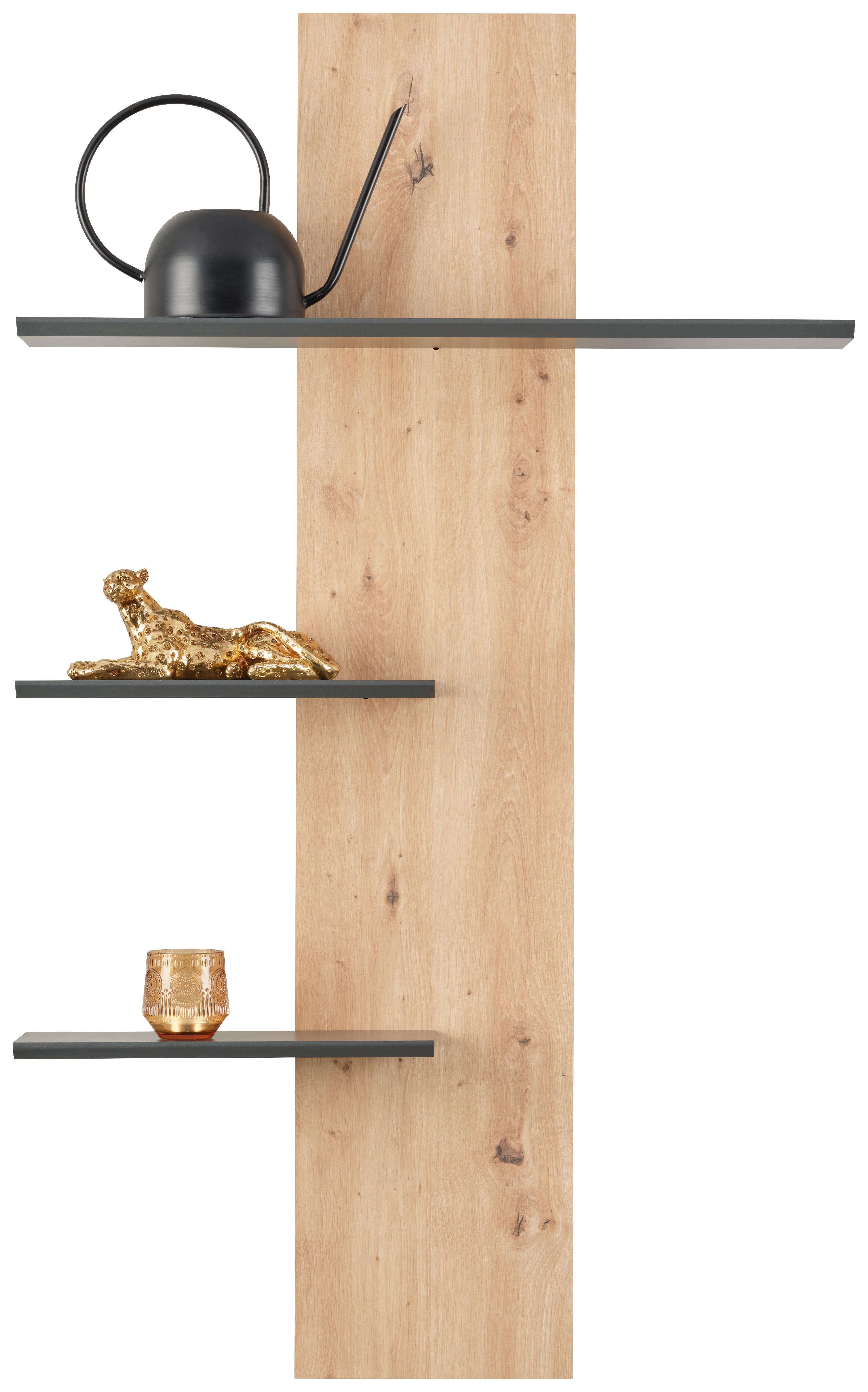 Poliță de perete JAKE - stejar Artisan/antracit, Trend, material pe bază de lemn (76/127,5/18,6cm) - Modern Living